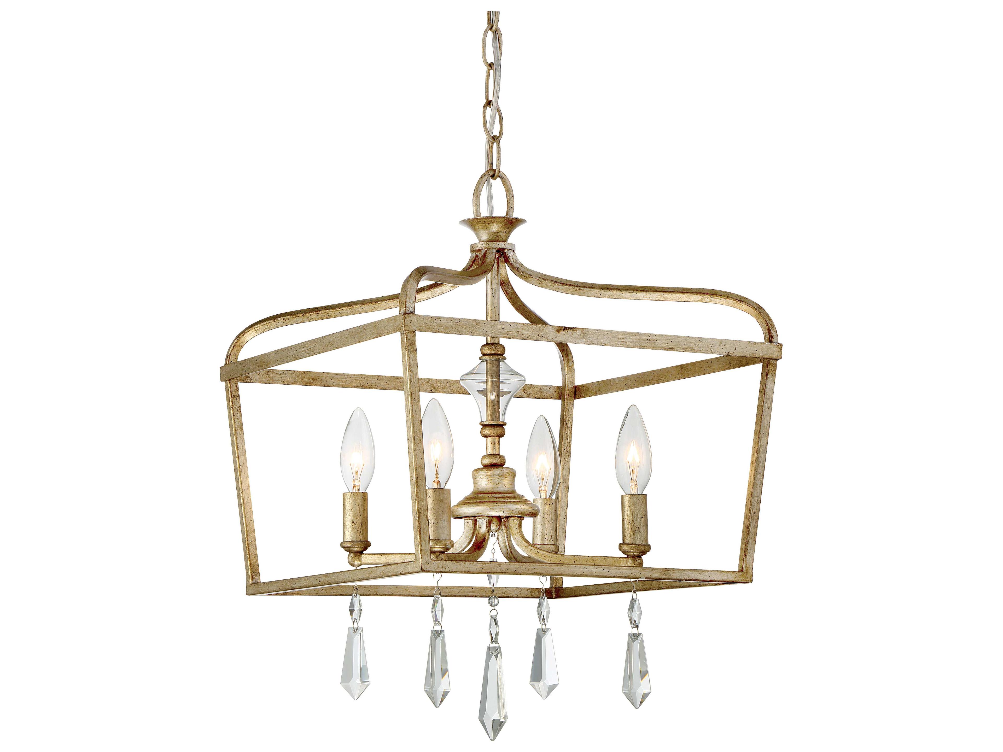 Laurel Estate 4-Light Pendant Light in Brio Gold with Crystal Accents