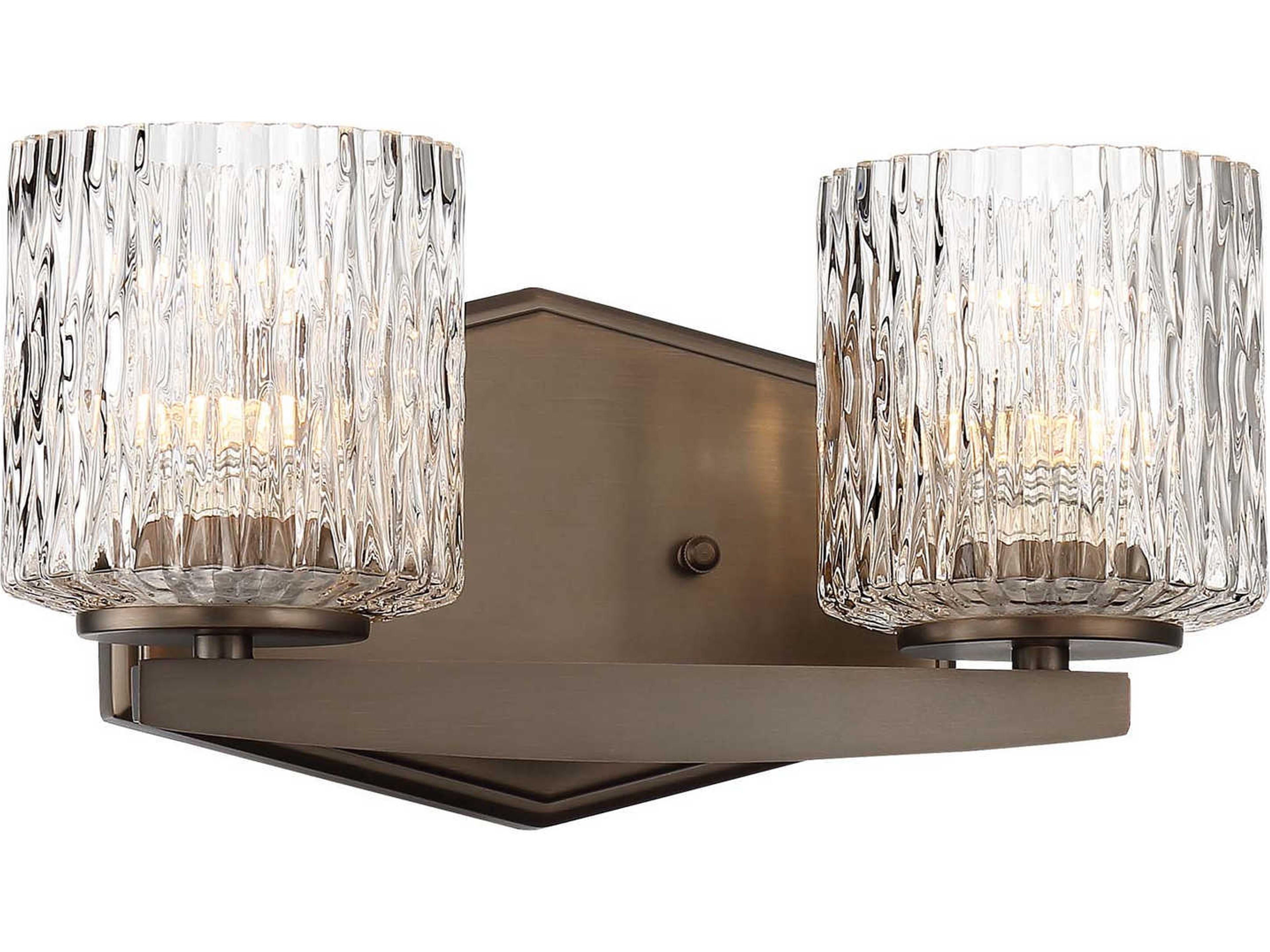 Maginot 2-Light Harvard Court Bronze Glass LED Vanity Light