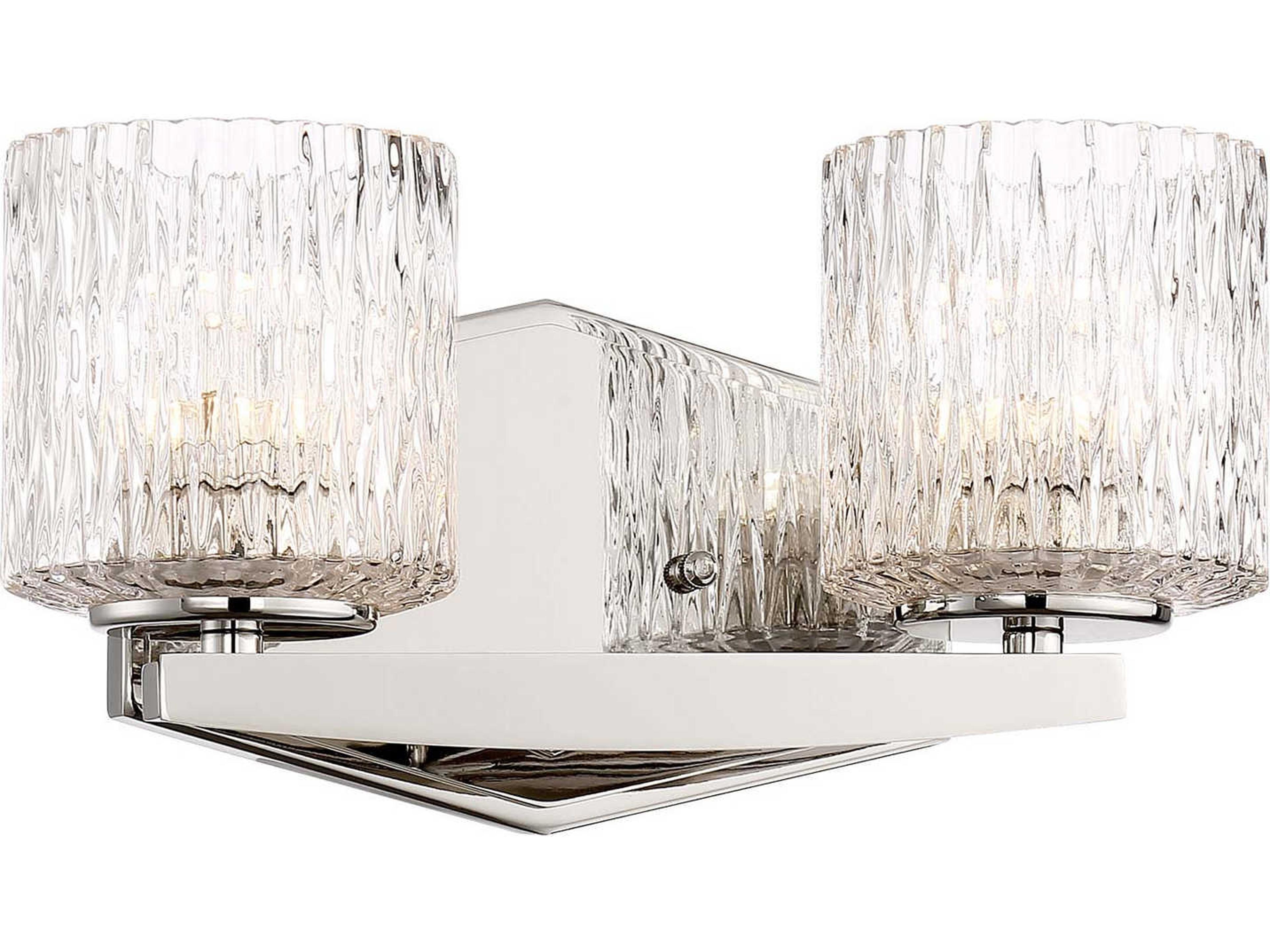 Maginot 2-Light Polished Nickel Glass LED Vanity Light