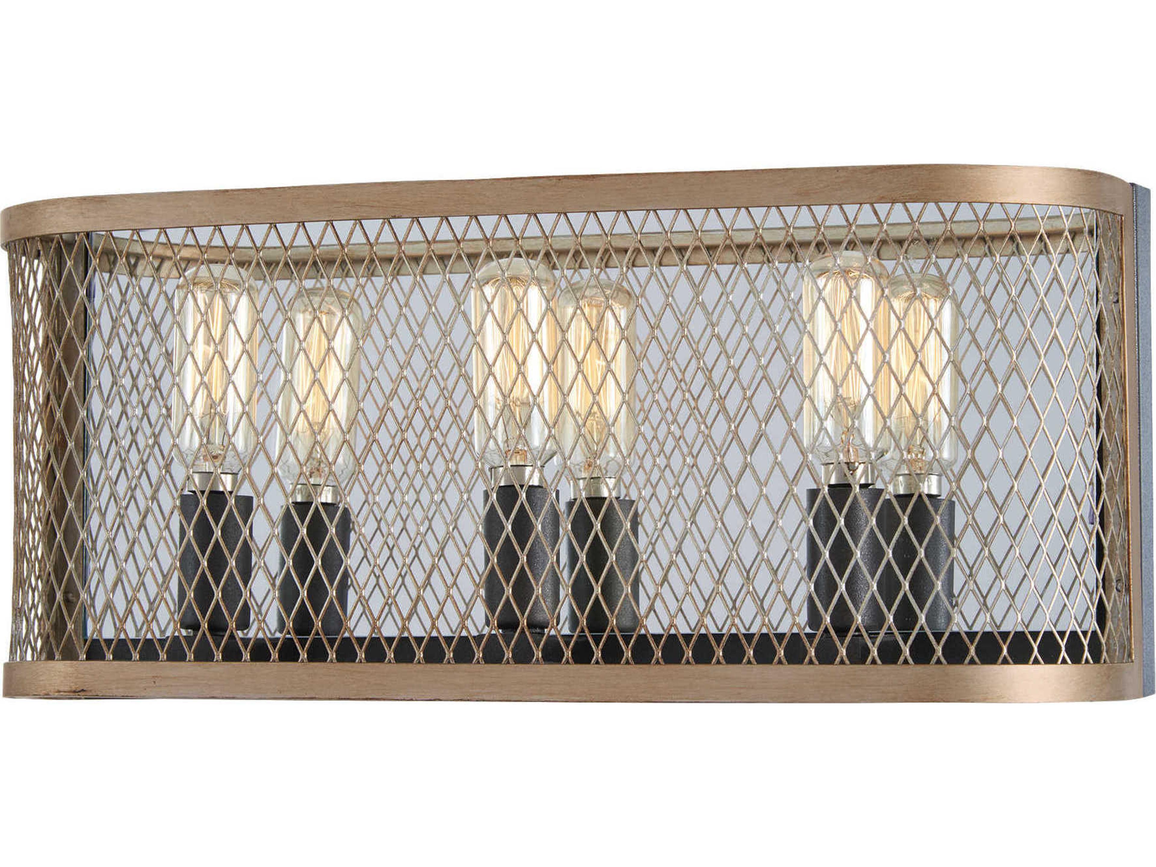 Marsden Commons 3-Light Smoked Iron Aged Gold Black Vanity Light