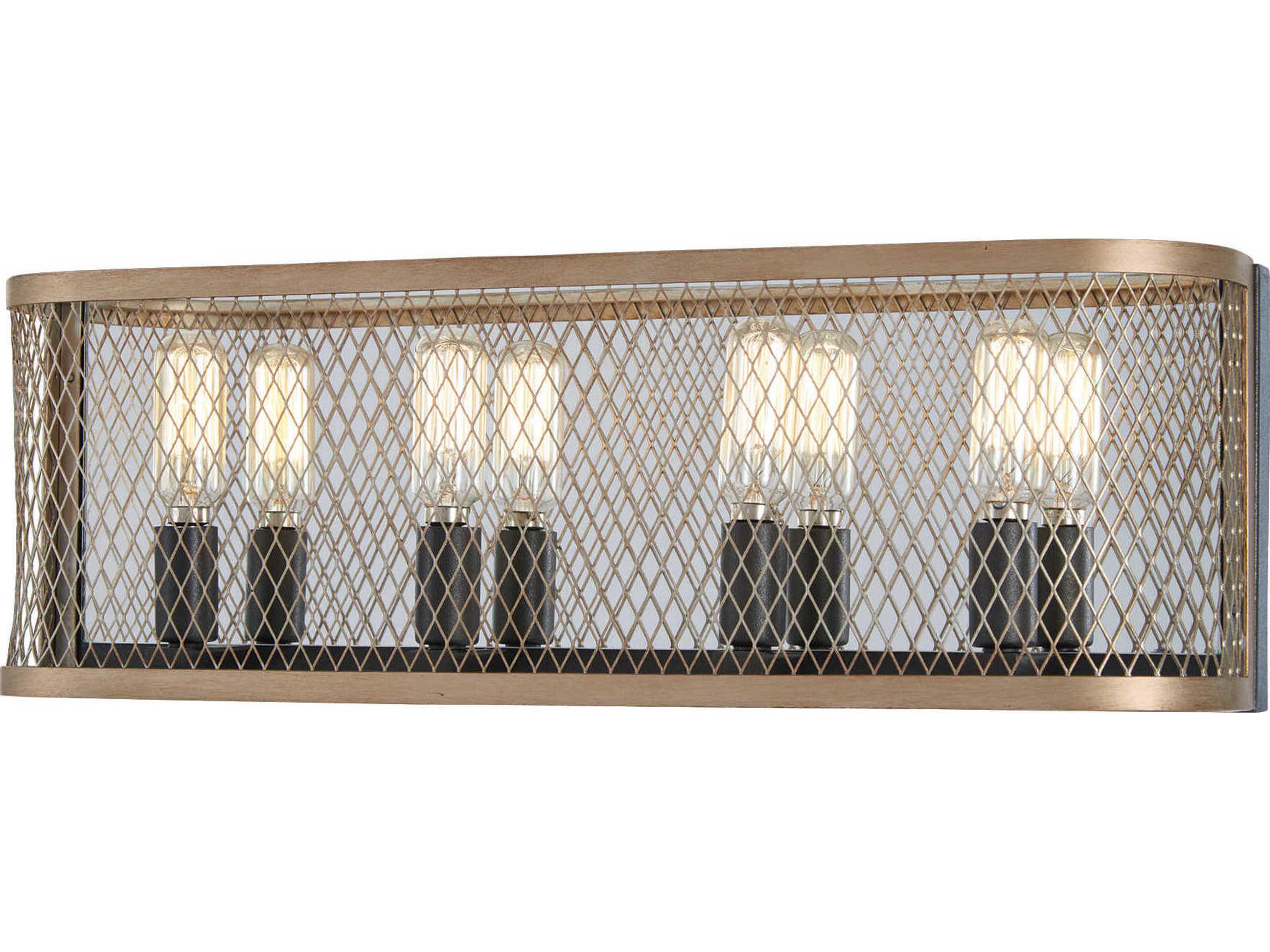 Marsden Commons 4-Light Smoked Iron Aged Gold Black Vanity Light