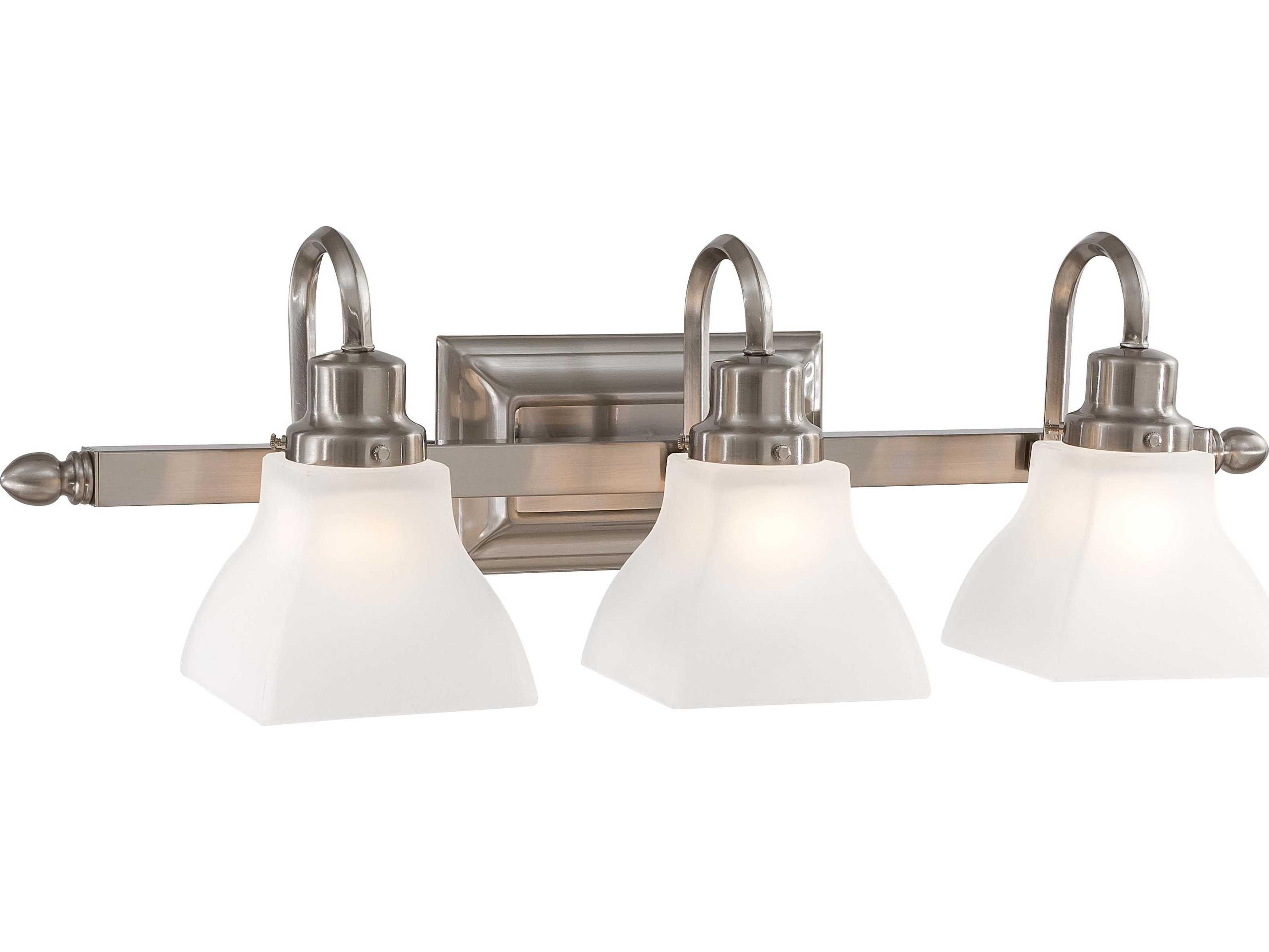 Mission Ridge 3-Light Brushed Nickel Glass Vanity Light