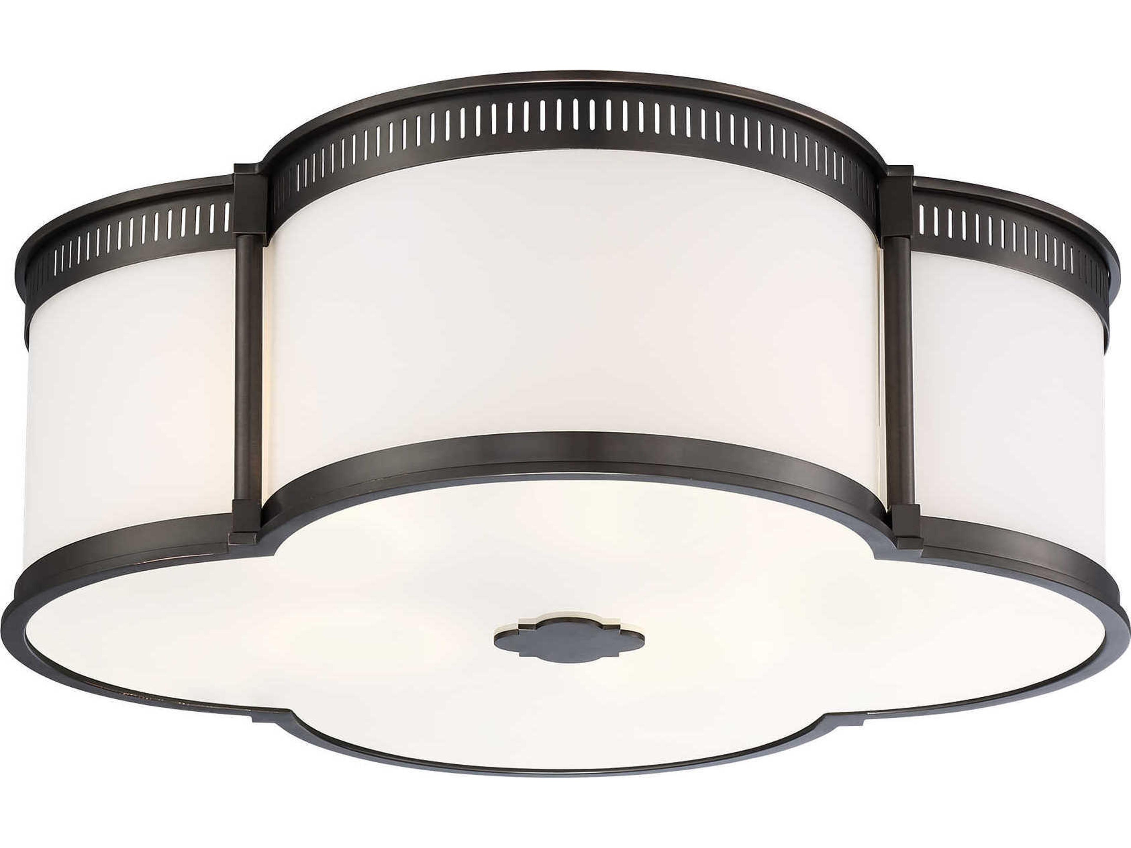 Mount 1-Light Harvard Court Bronze Glass LED Geometric Flush