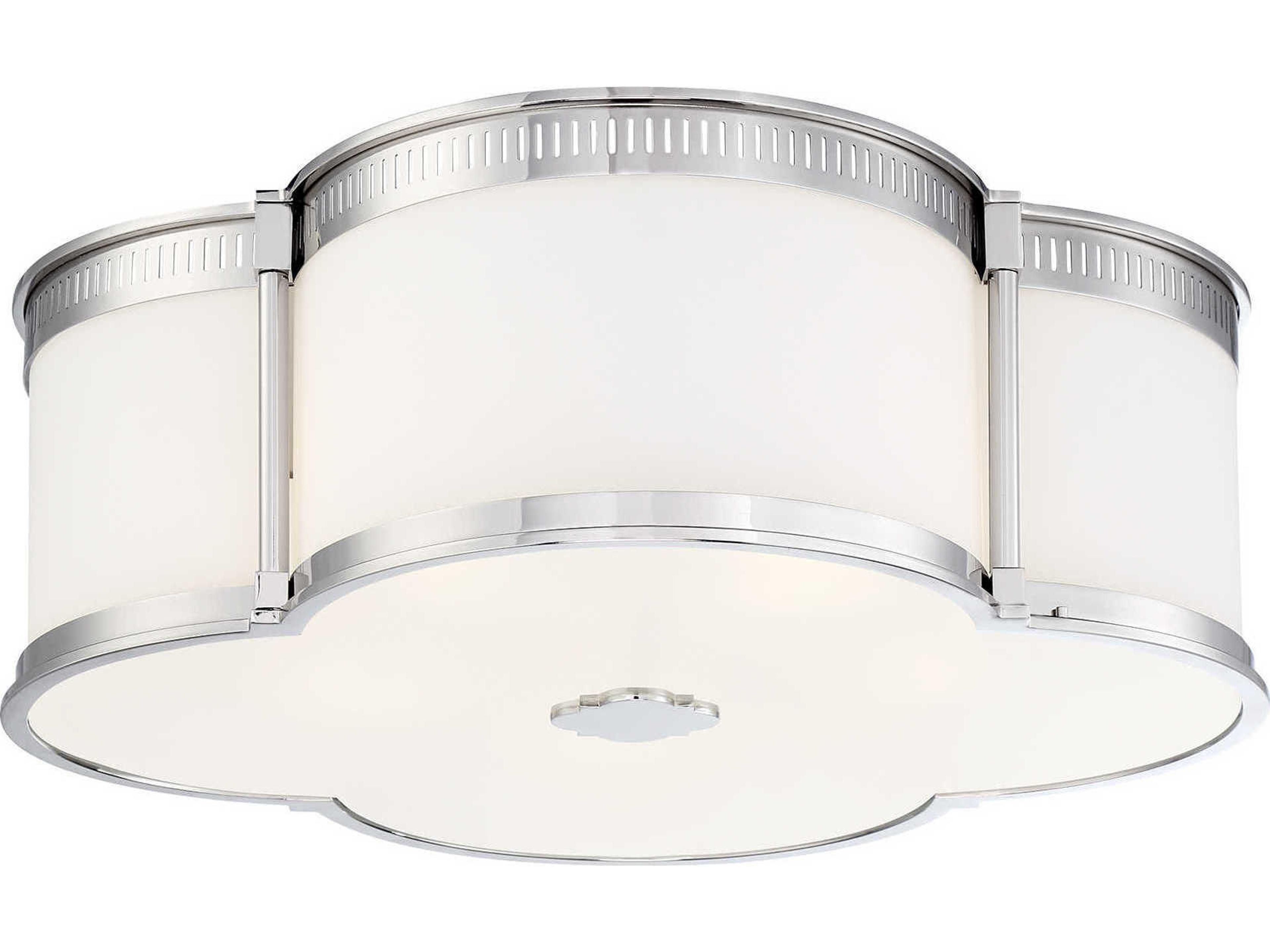 Mount 1-Light Polished Nickel Glass LED Geometric Flush