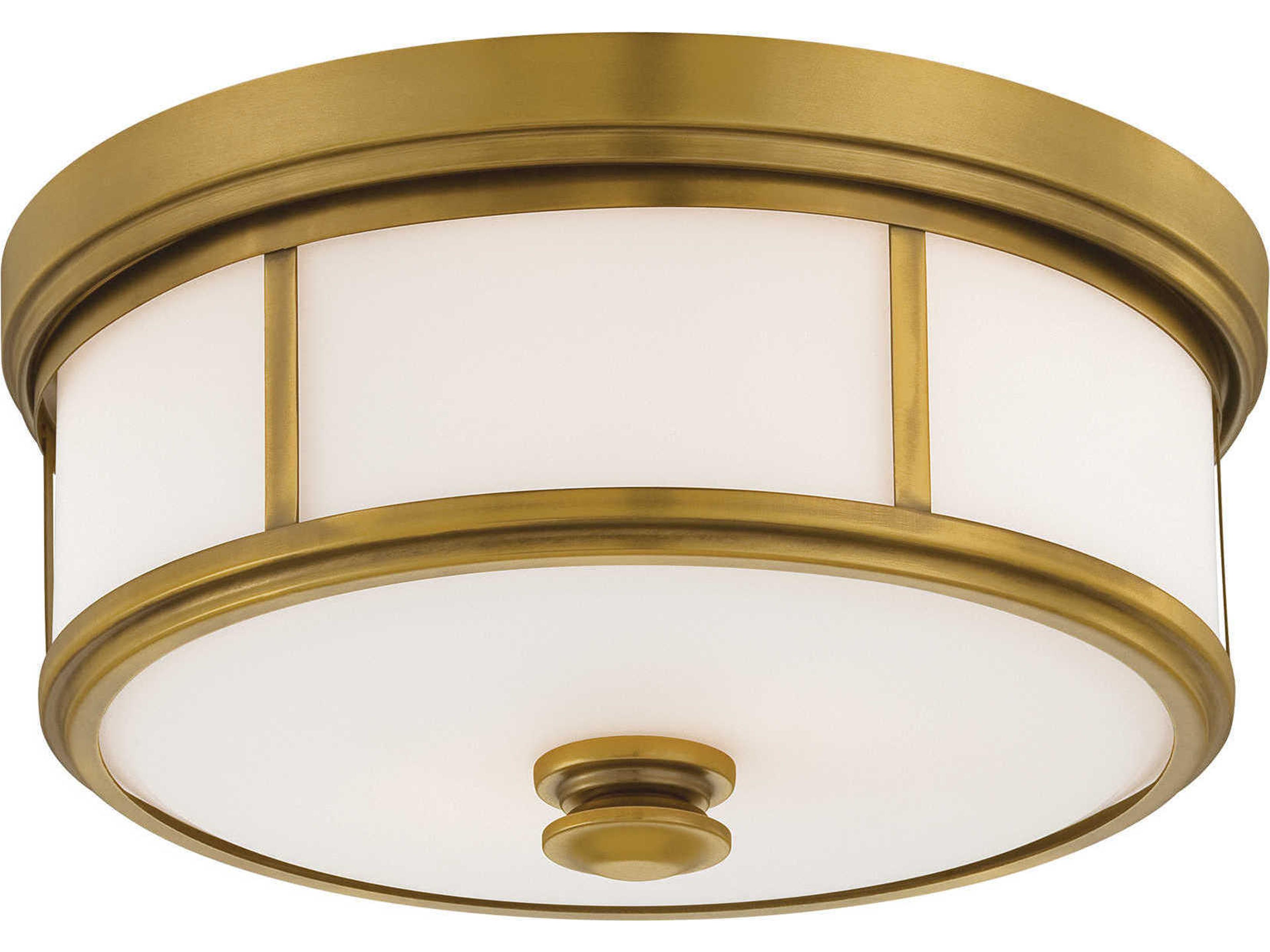 Mount 3-Light Liberty Gold Glass LED Drum Flush