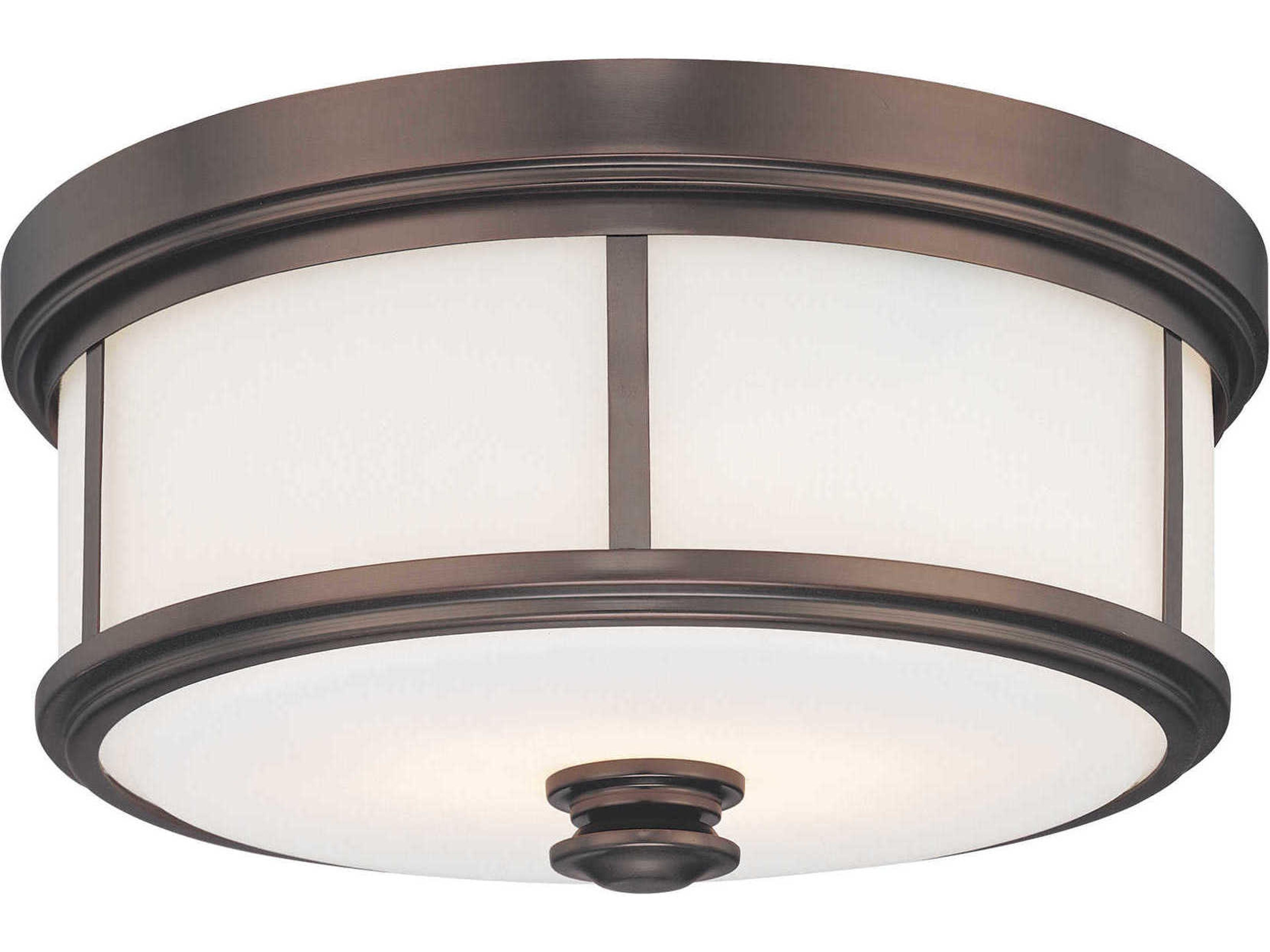 Mount 3-Light Harvard Court Bronze Glass LED Drum Flush