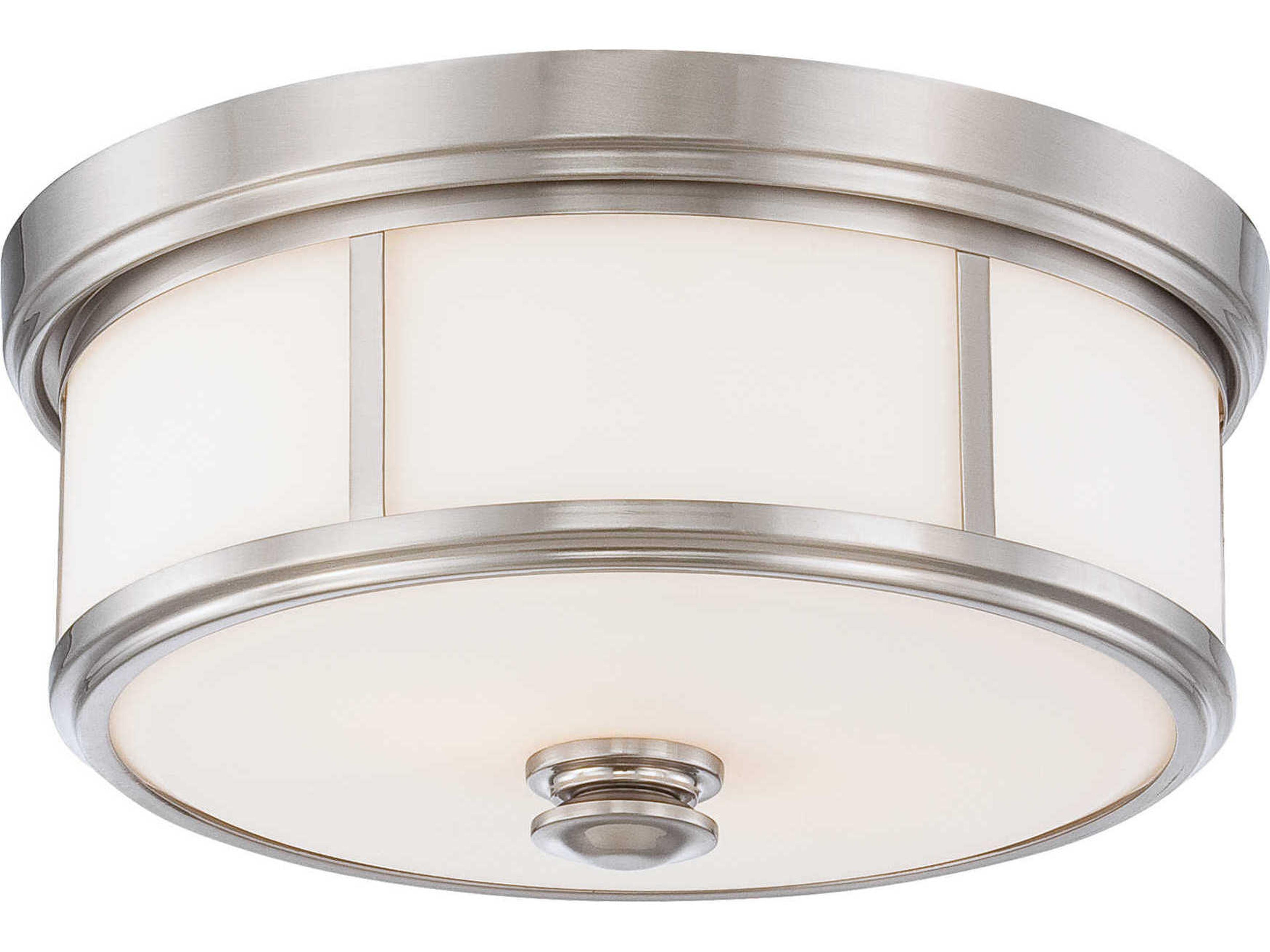 Mount 3-Light Brushed Nickel Glass LED Drum Flush