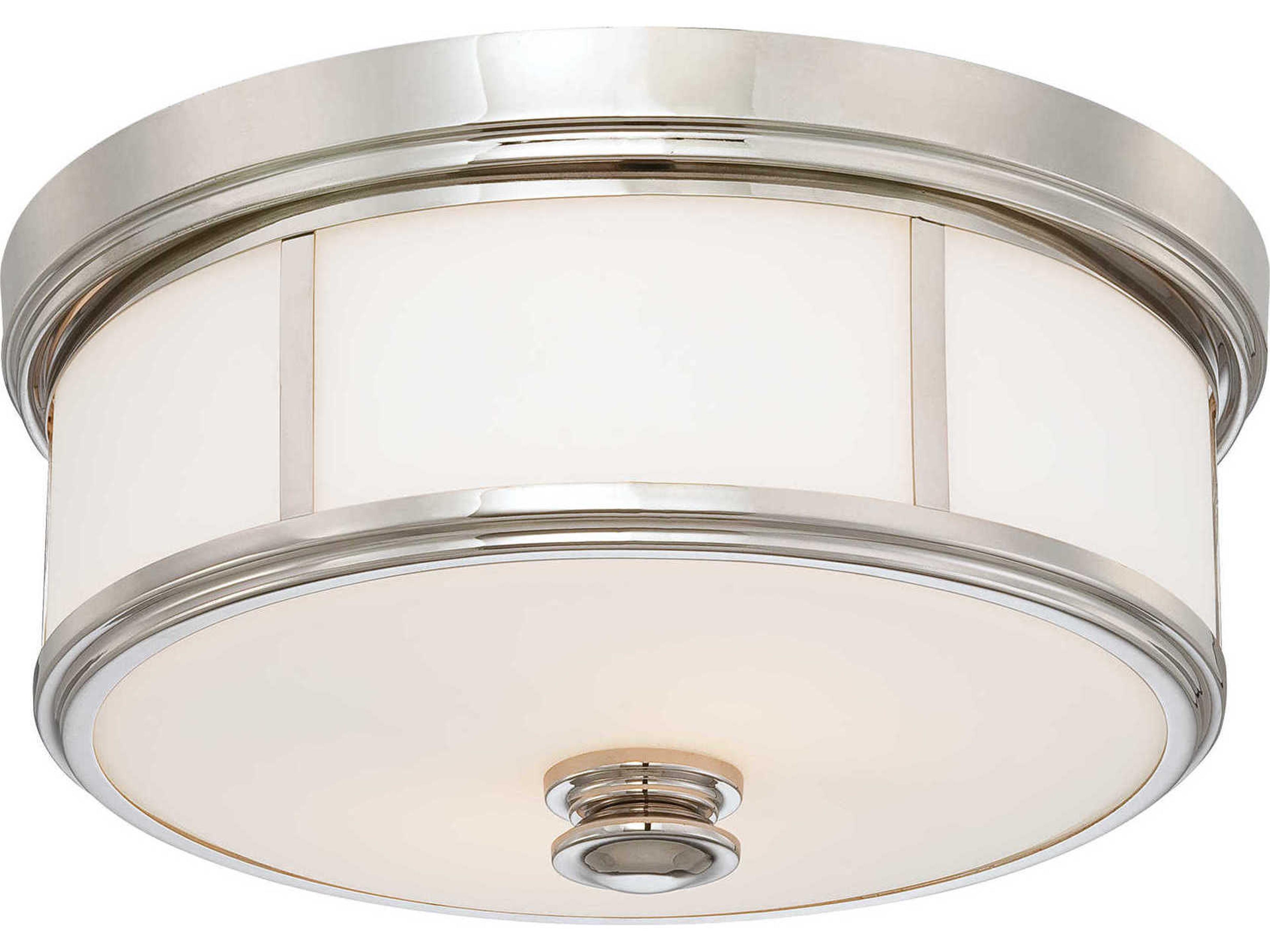 Mount 5-Light Polished Nickel Glass LED Drum Flush