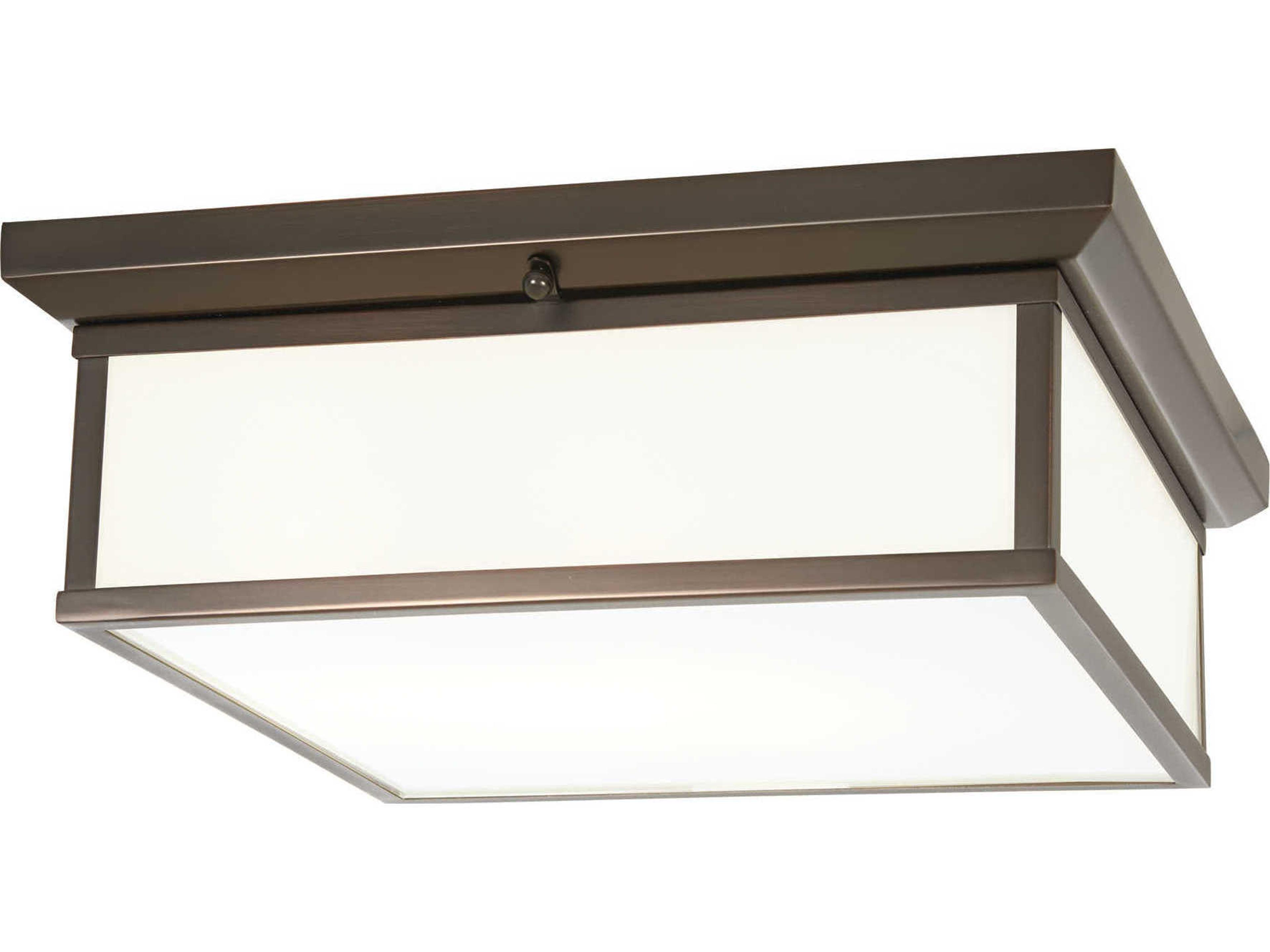 Mount 1-Light Harvard Court Bronze Glass LED Geometric Flush