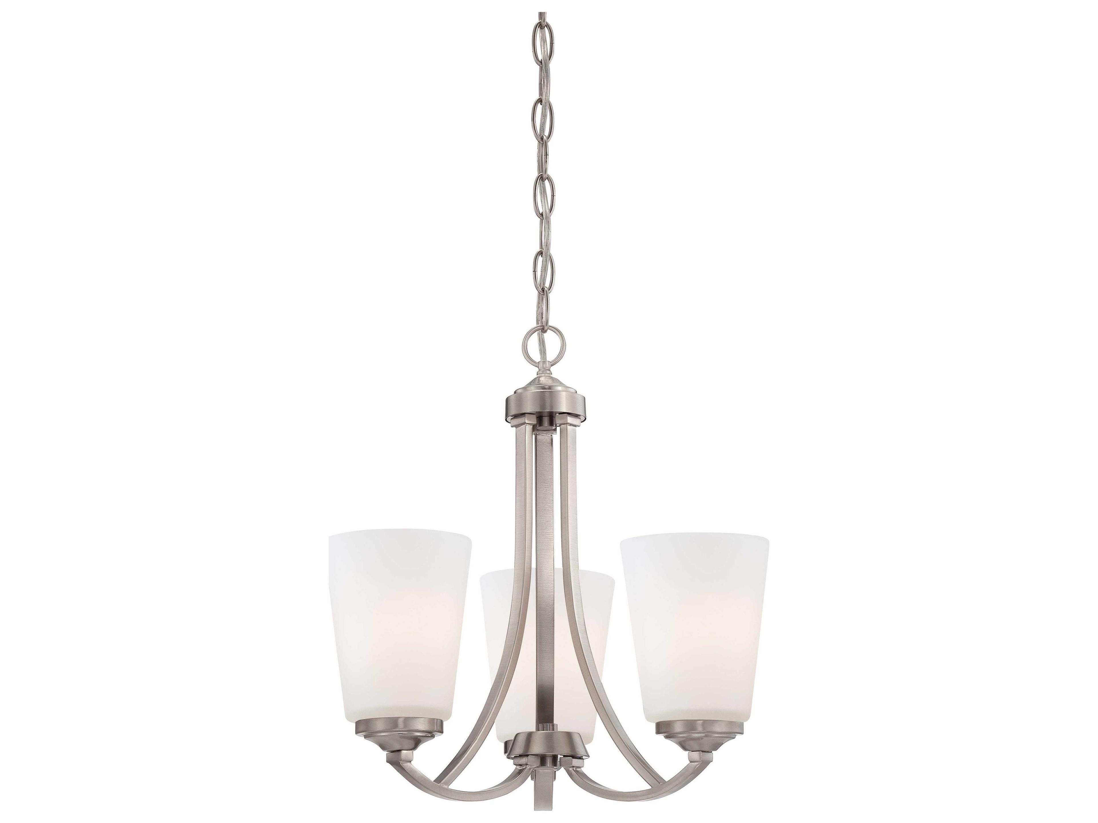Overland Park 3-Light Brushed Nickel Glass Bell Chandelier
