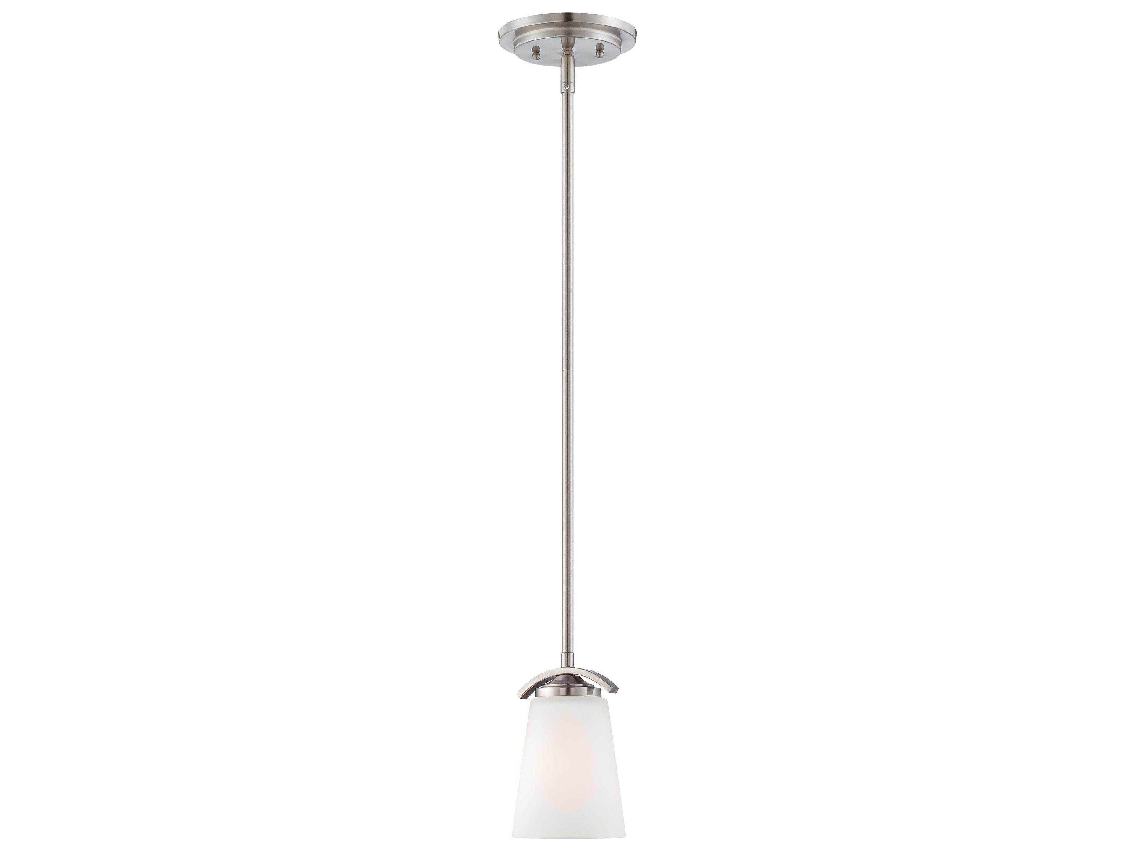 Overland Park 1-Light Brushed Nickel Glass Bell Mini Pendant