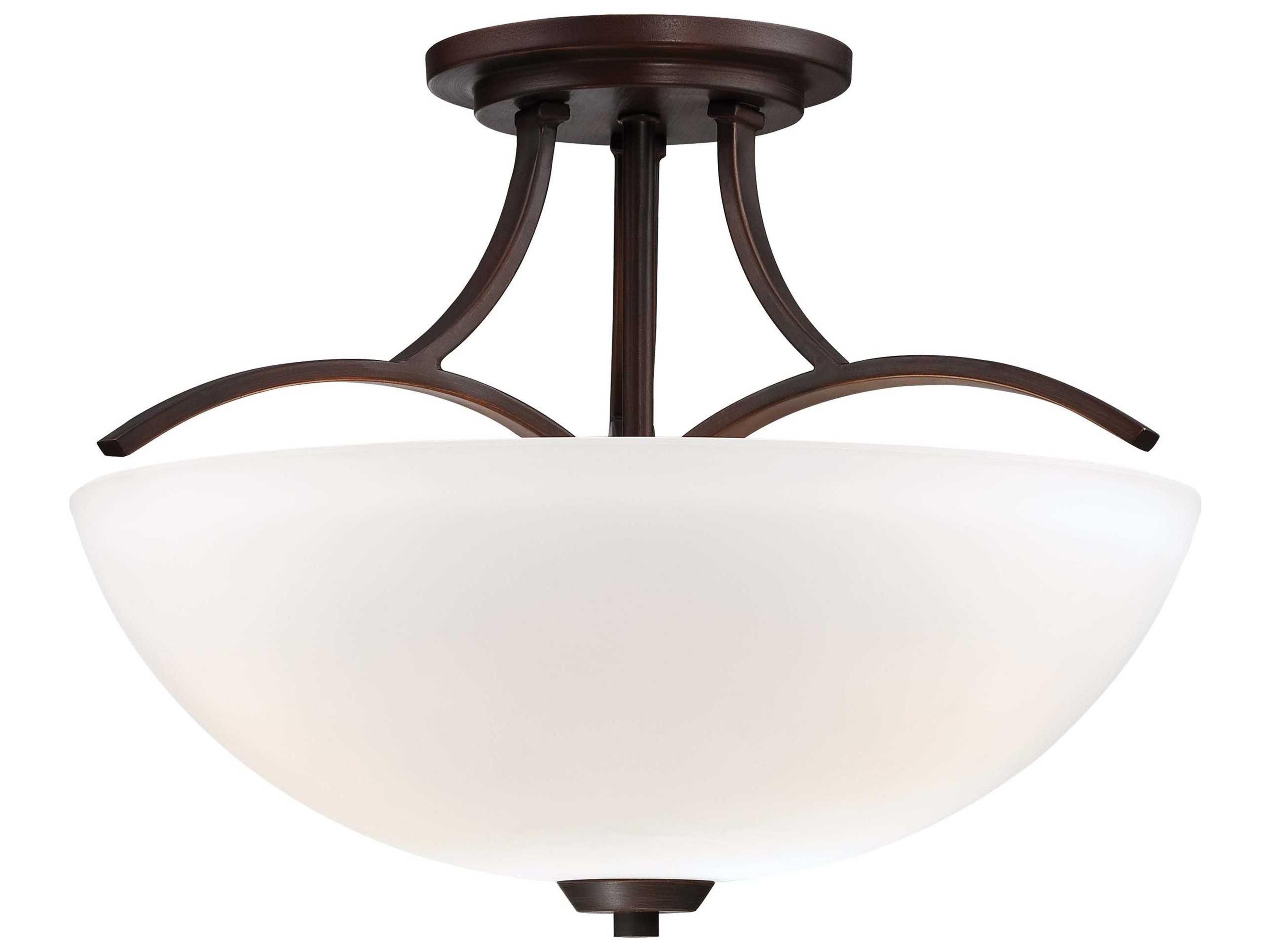 Overland Park Vintage Bronze Glass Bowl Semi Flush Mount