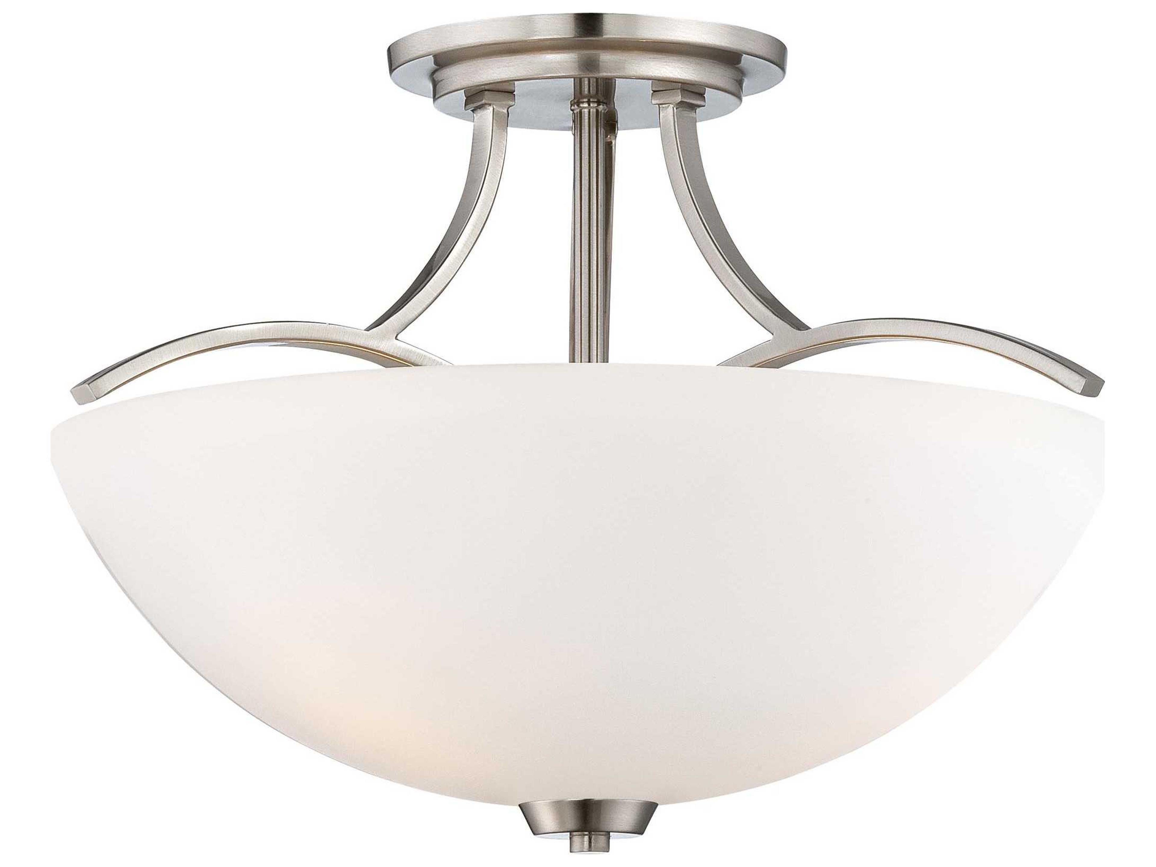Overland Park 3-Light Brushed Nickel Glass Bowl Semi Flush Mount