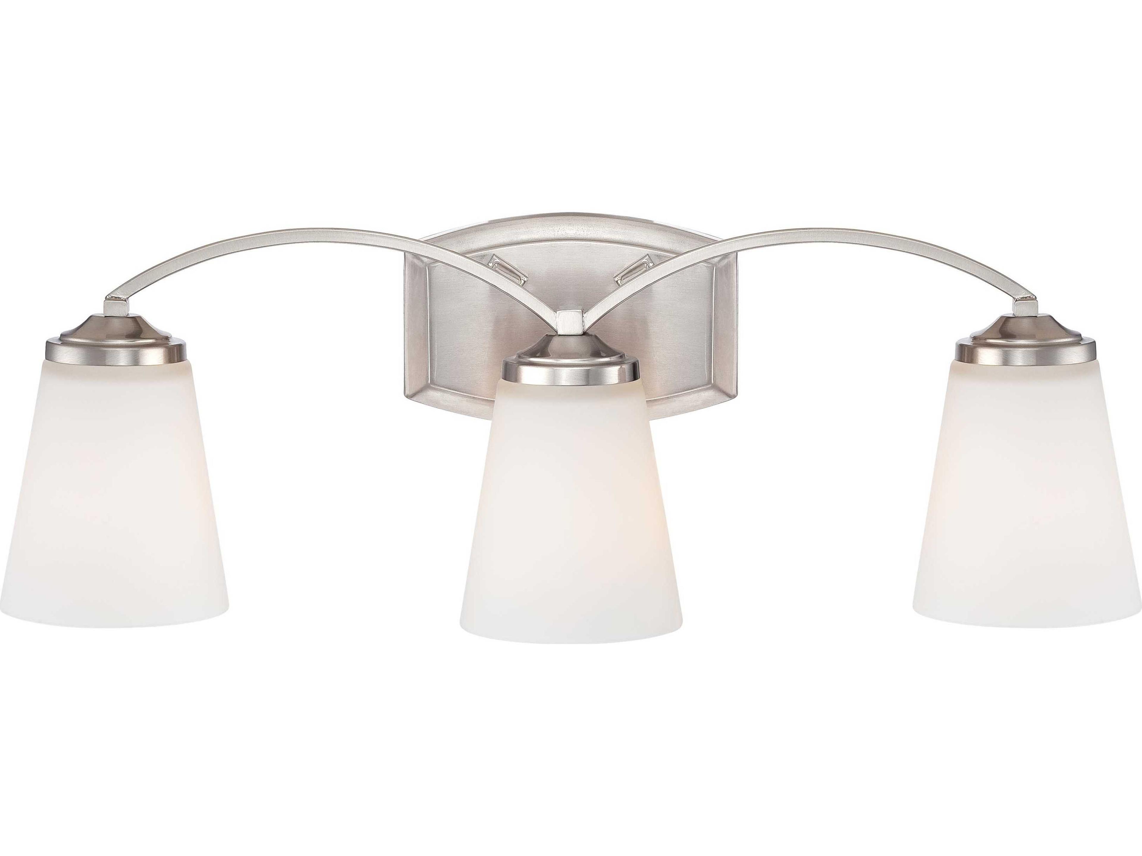 Overland Park 3-Light Brushed Nickel Glass Vanity Light