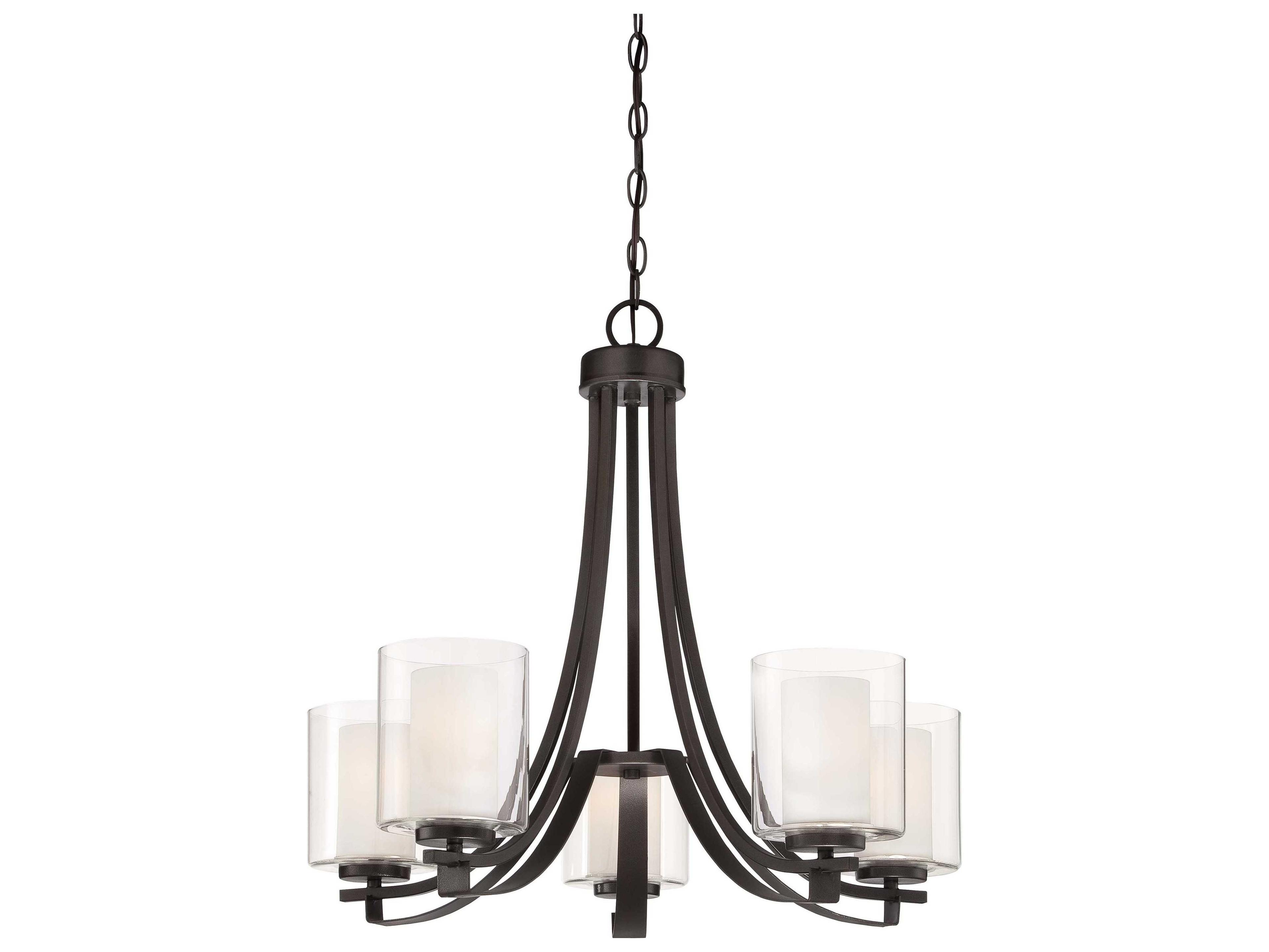 Parsons Studio 5-Light Smoked Iron Black Glass Cylinder Linear Chandelier