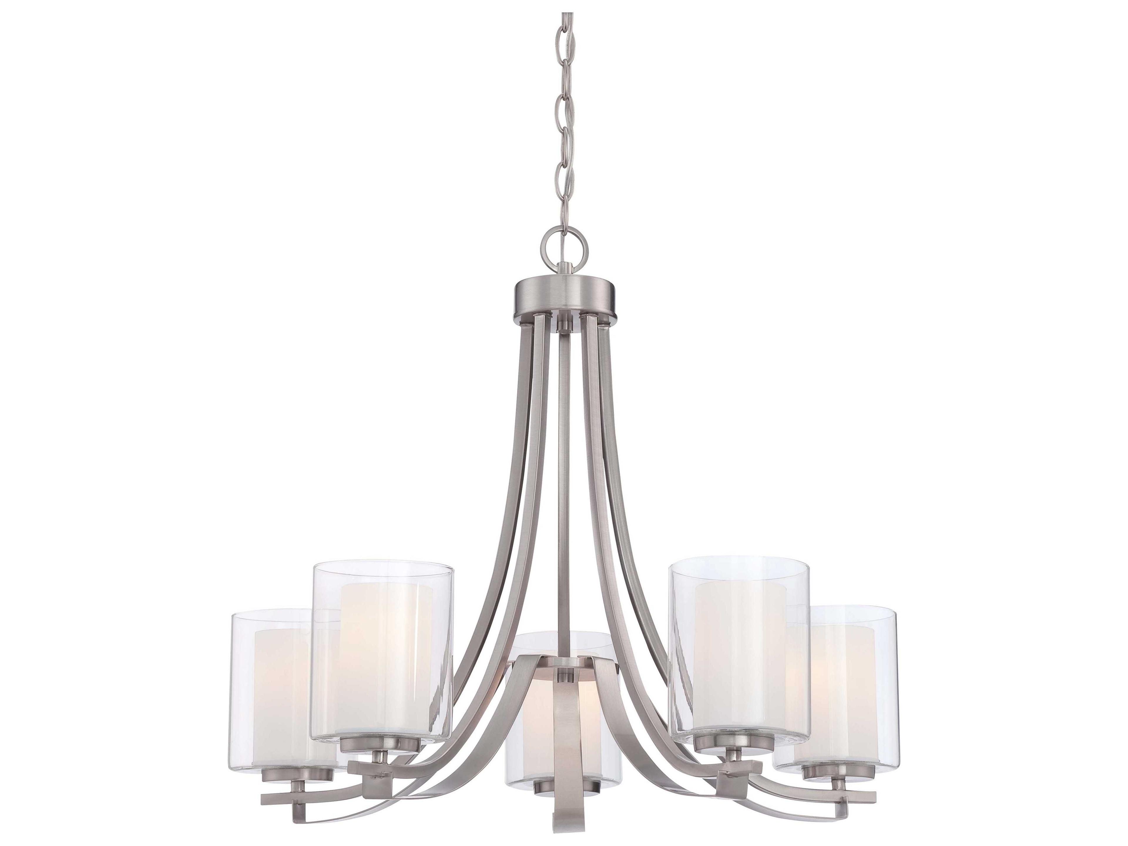 Parsons Studio 5-Light Brushed Nickel Glass Cylinder Linear Chandelier