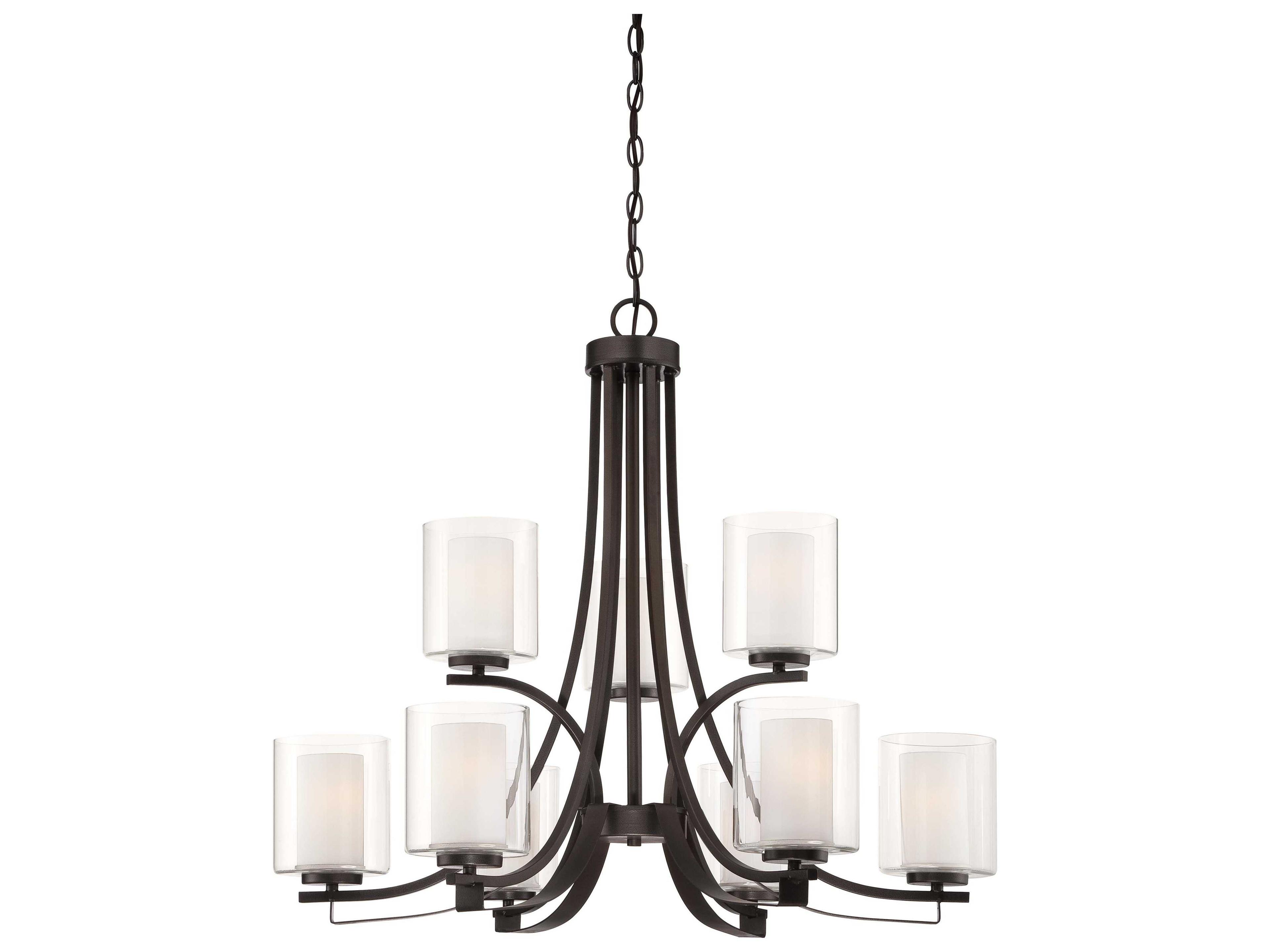 Parsons Studio 9-Light Smoked Iron Black Glass Cylinder Linear Chandelier