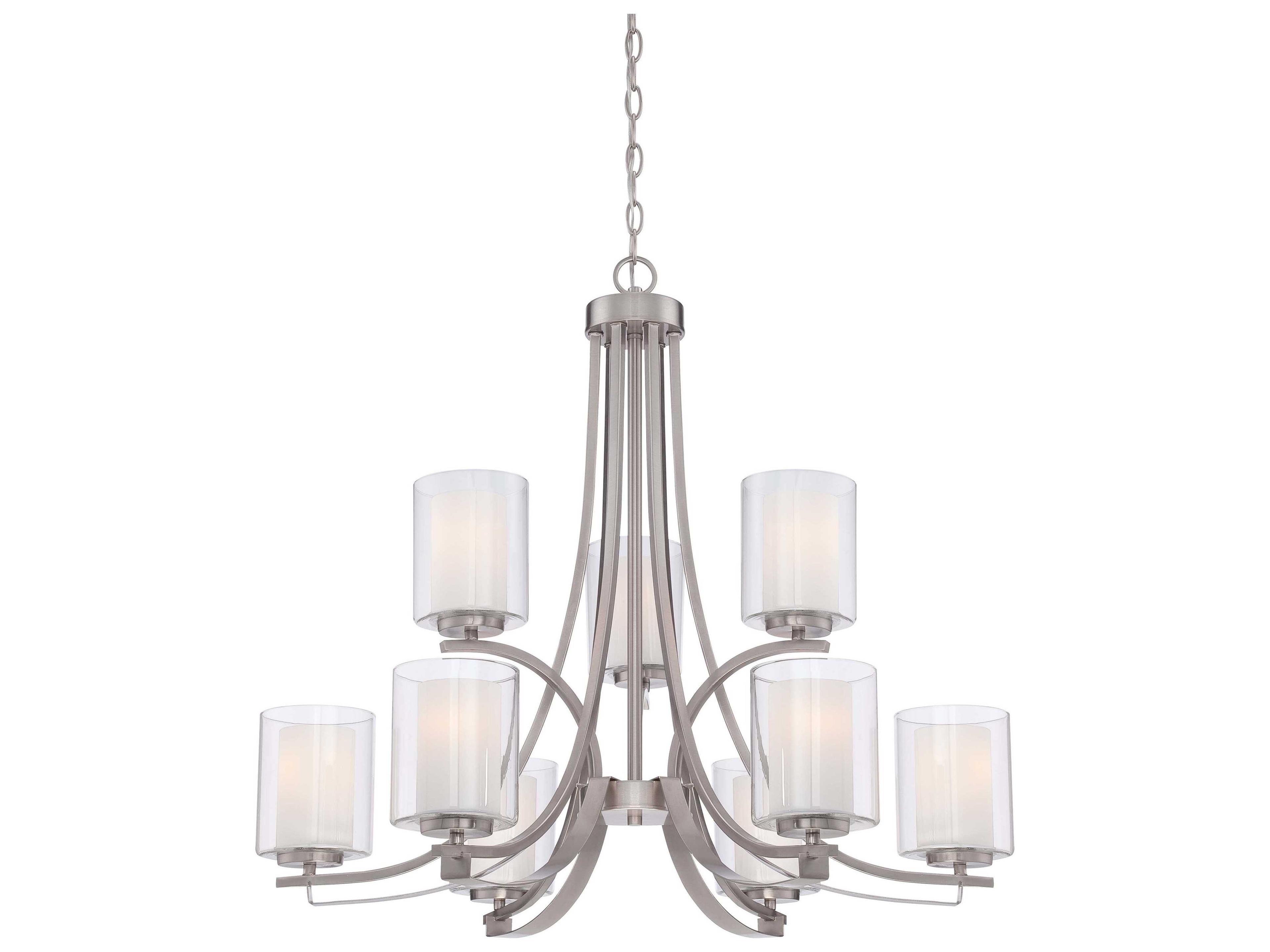 Parsons Studio 9-Light Brushed Nickel Glass Cylinder Linear Chandelier