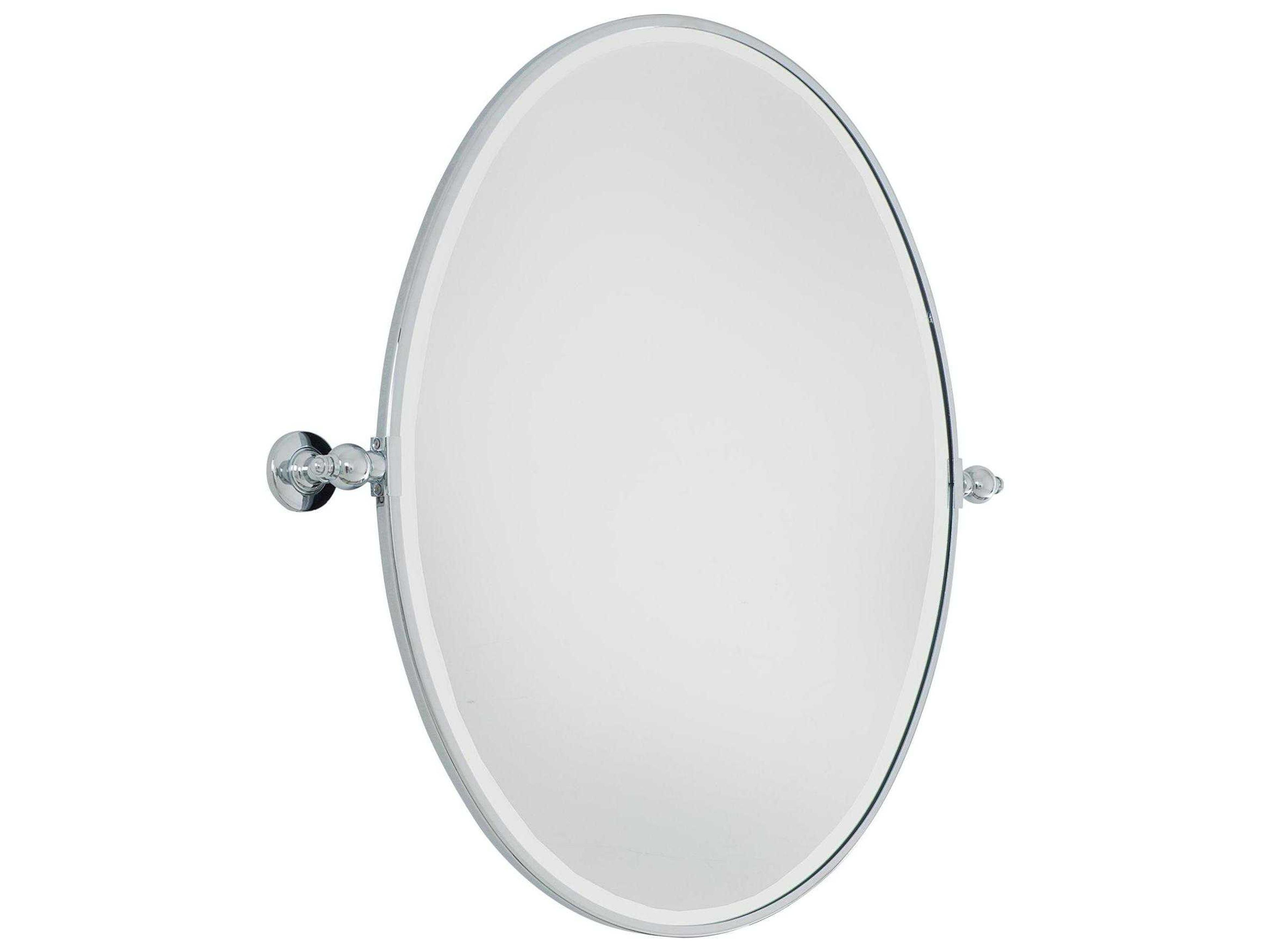 Pivoting Chrome Oval Wall Mirror