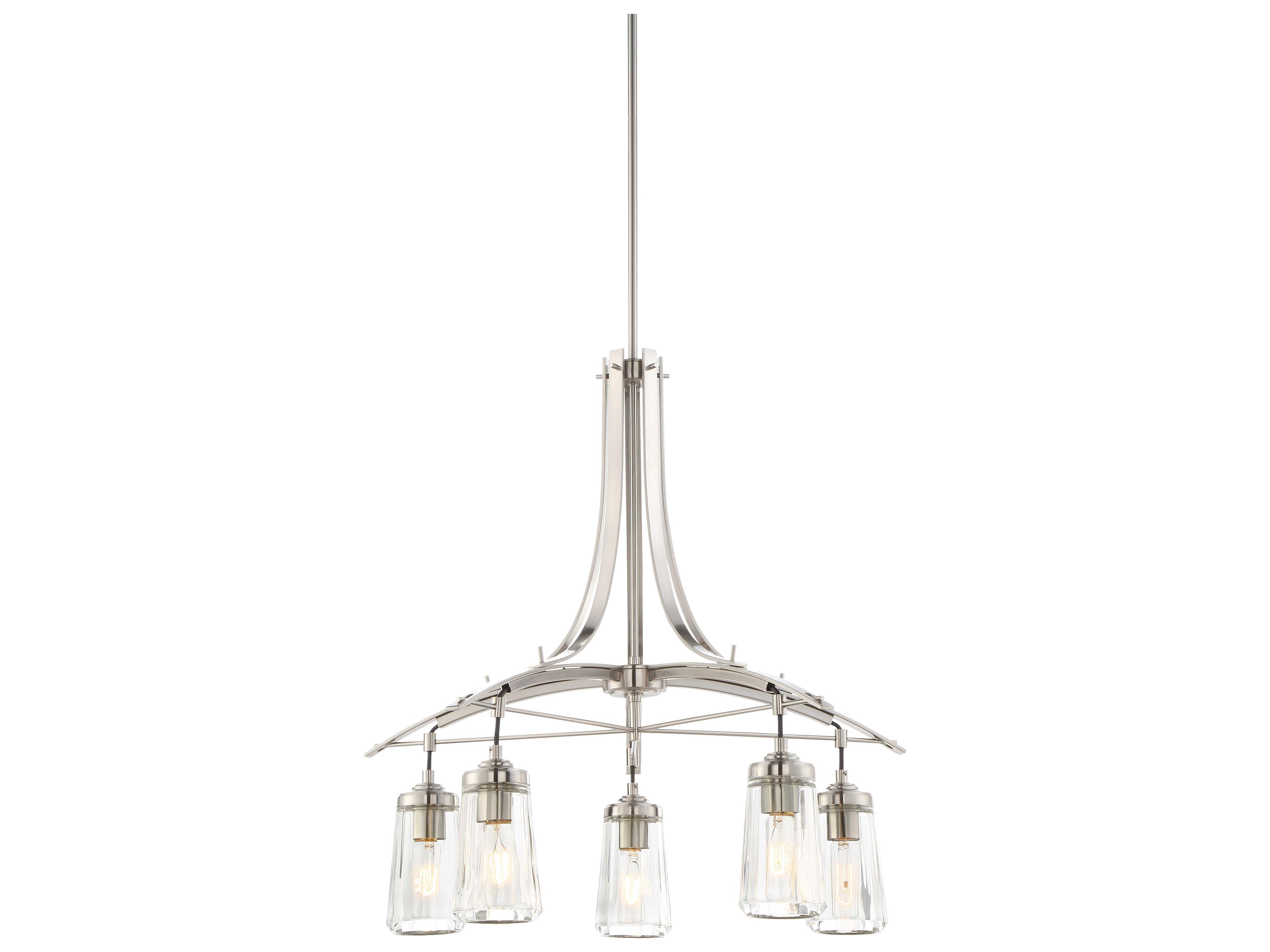 Poleis 5-Light Brushed Nickel Glass Chandelier