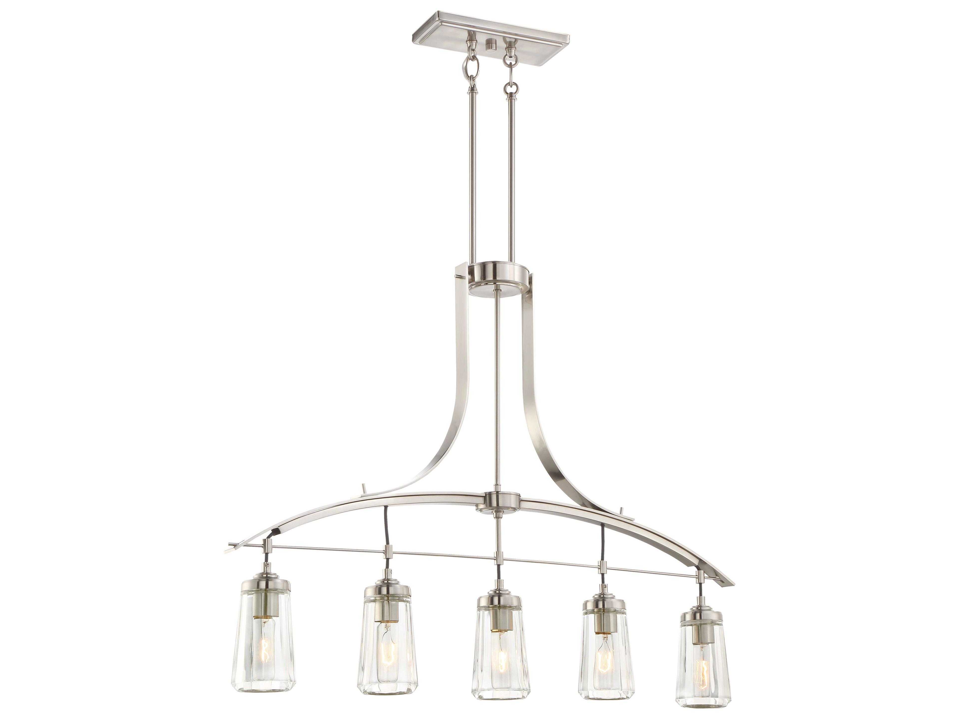Poleis 5-Light Brushed Nickel Cylinder Island Pendant