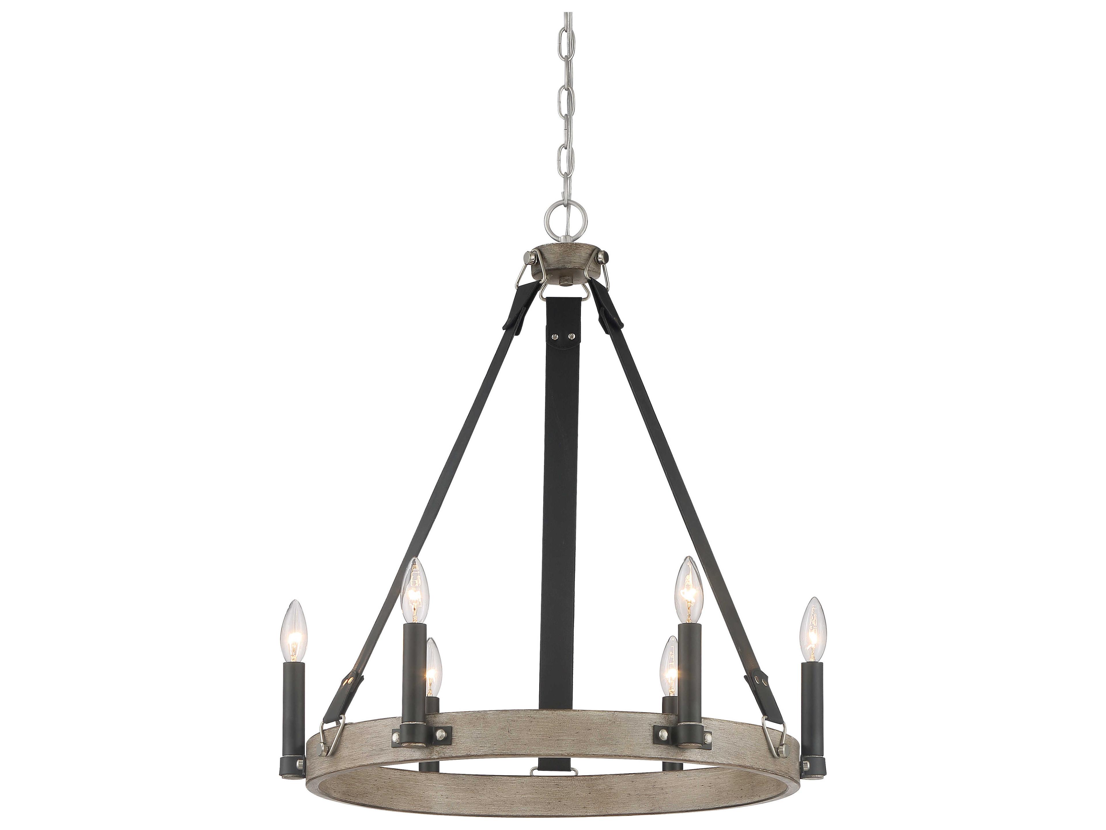 Rawson Ridge 6-Light Aged Silverwood Coal Black Candelabra Chandelier