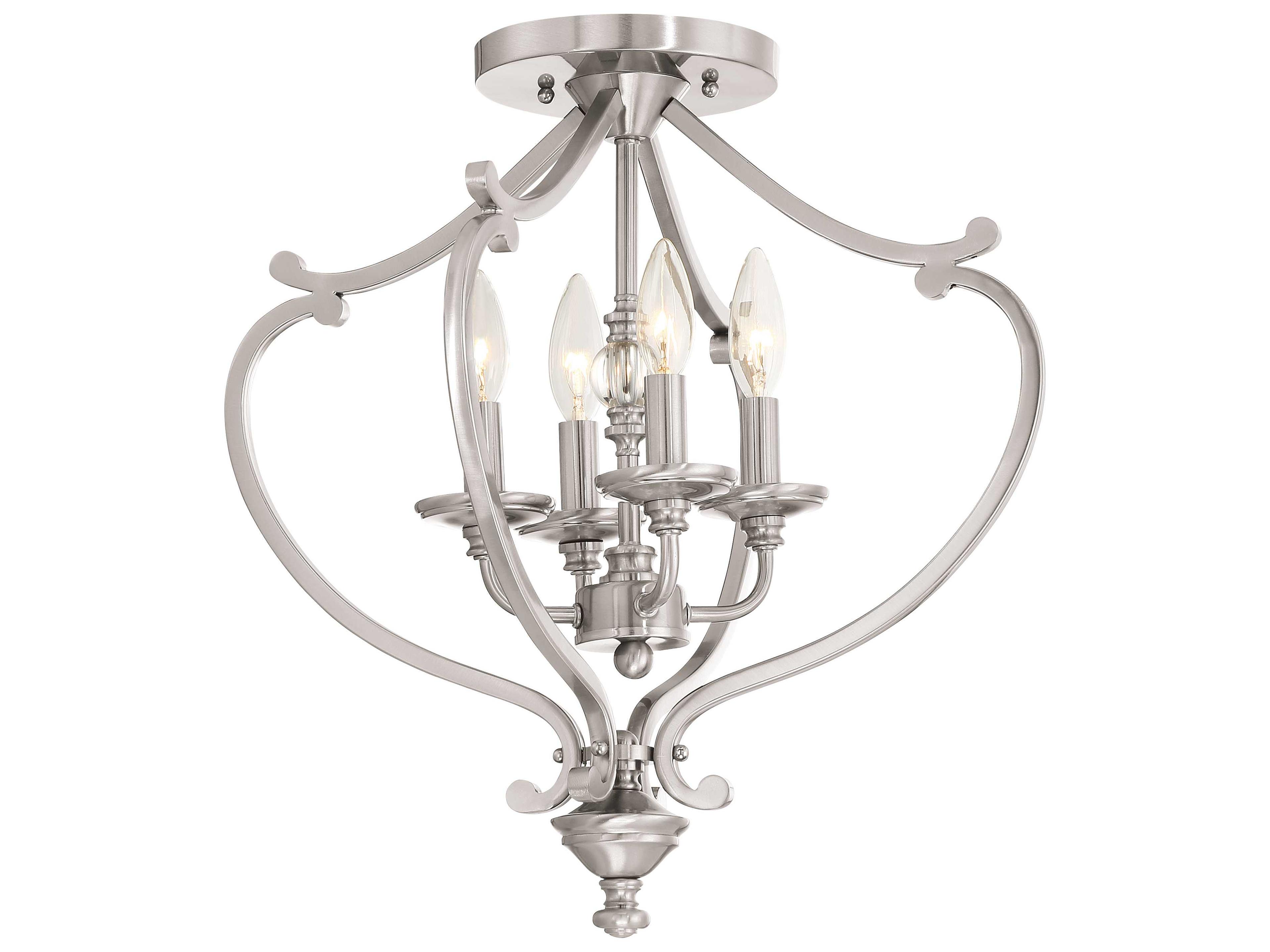 Savannah Row Brushed Nickel Glass Linear Semi Flush Mount