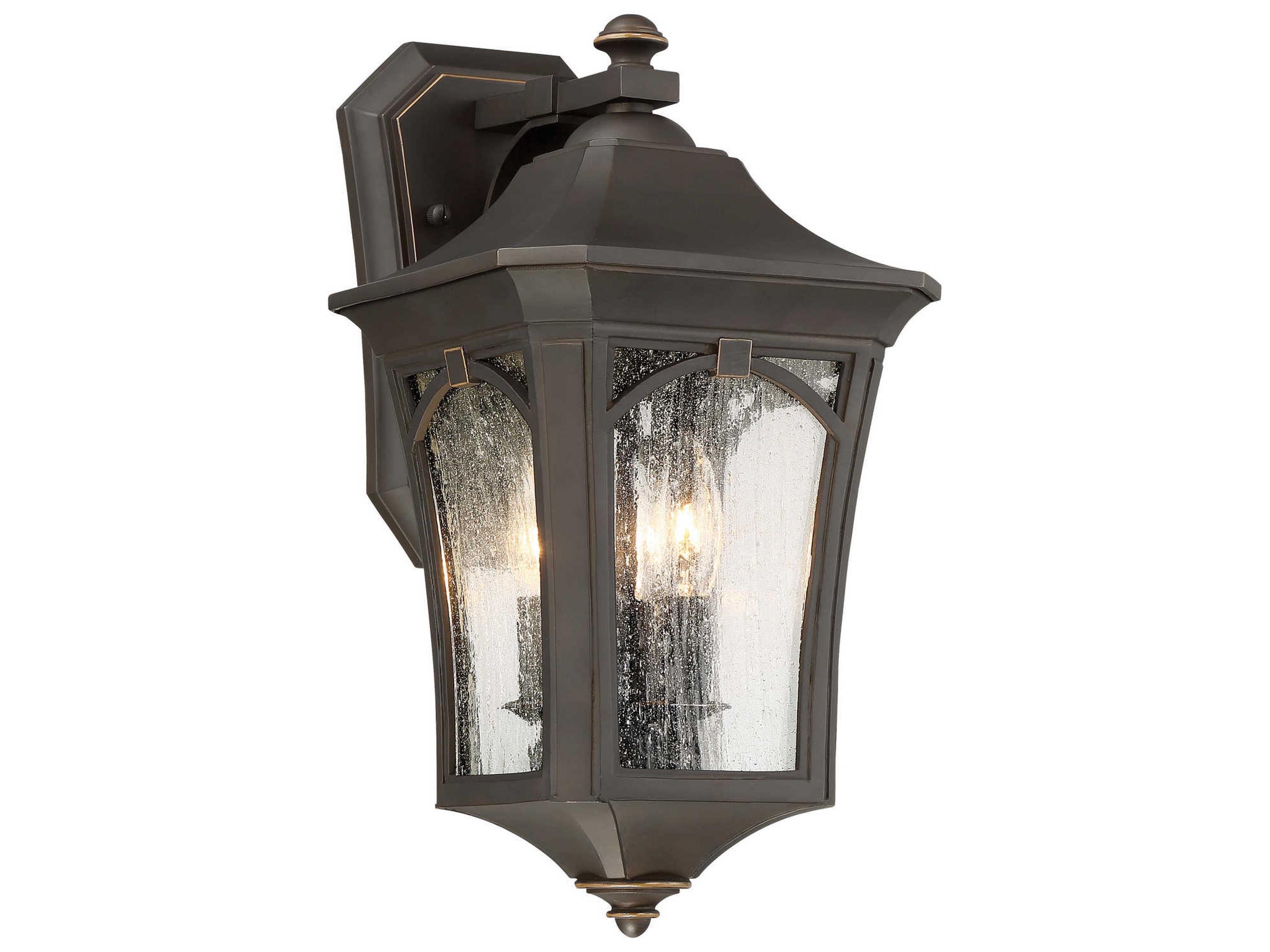 Minka Lavery Solida Oil Rubbed Bronze with Gold Highlights Glass Outdoor Wall Light