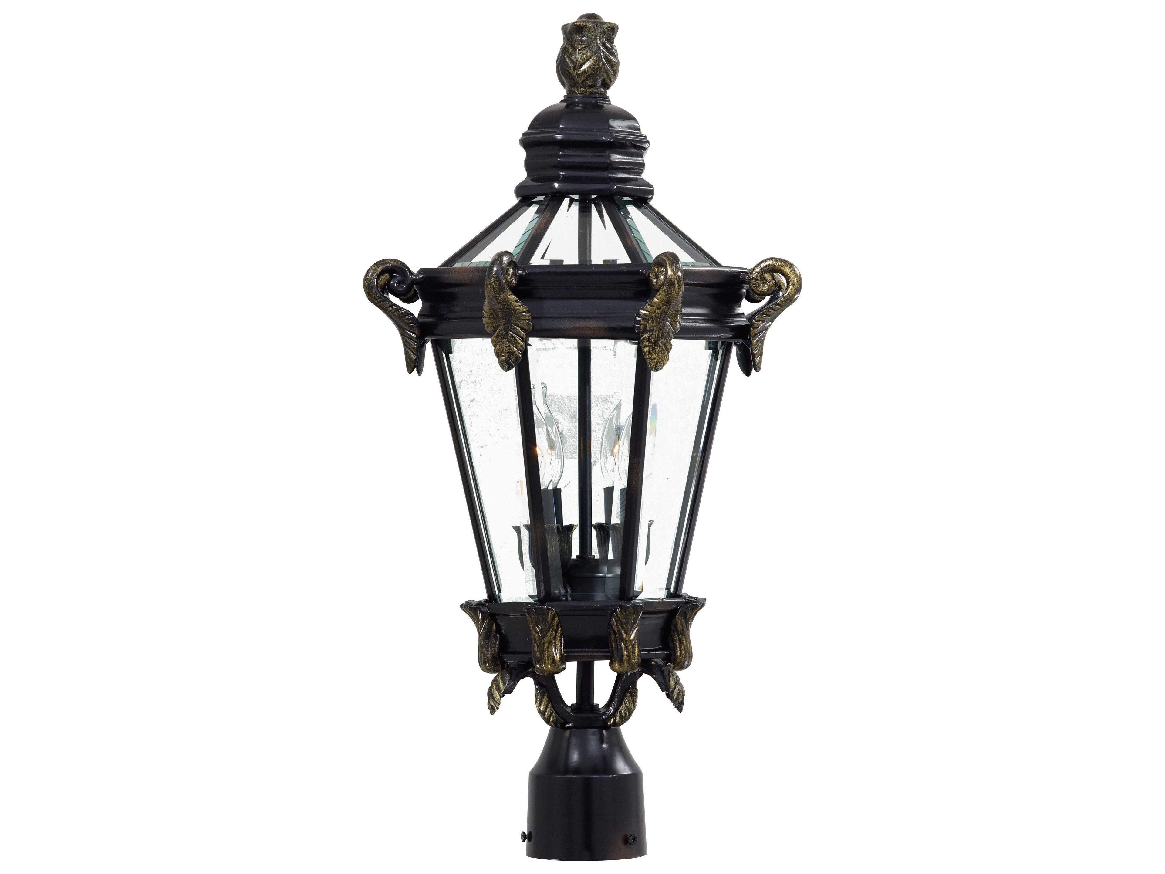 Stratford Hall Heritage with Gold Highlights Glass Outdoor Post Light