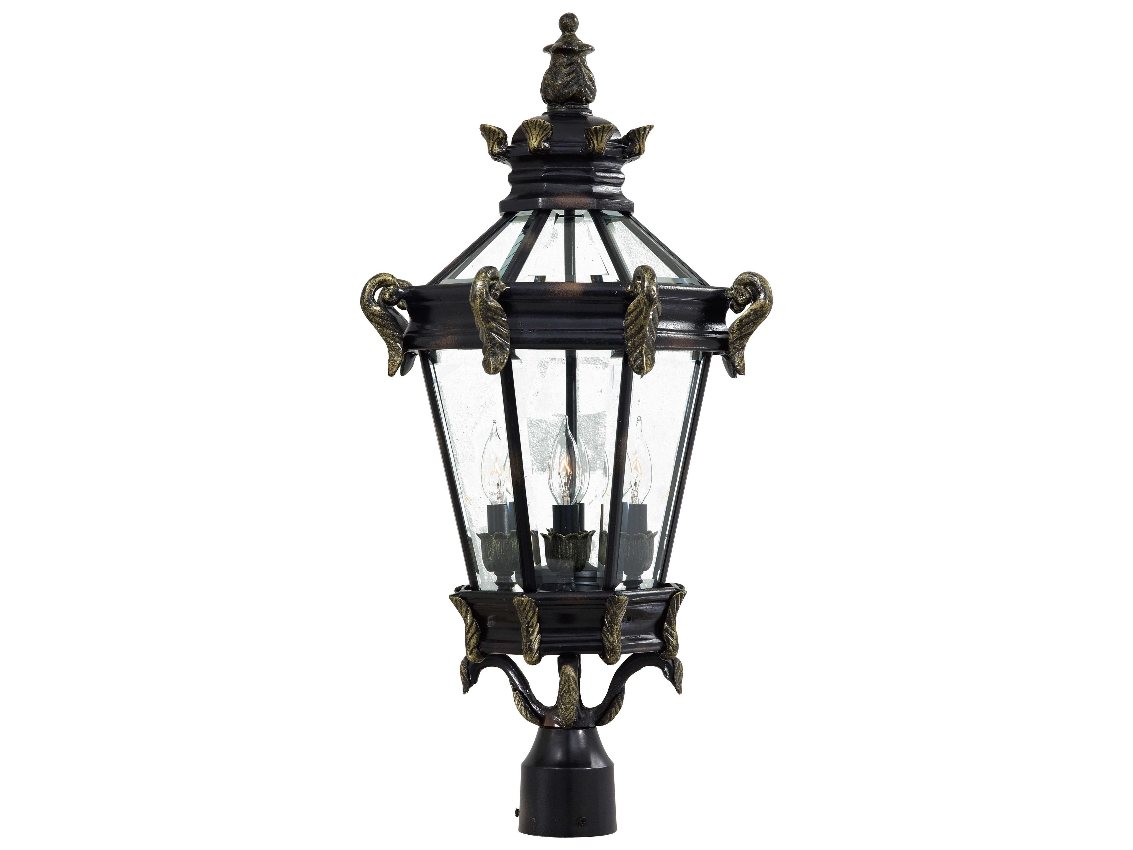 Minka Lavery Stratford Hall Heritage with Gold Highlights Glass Outdoor Post Light