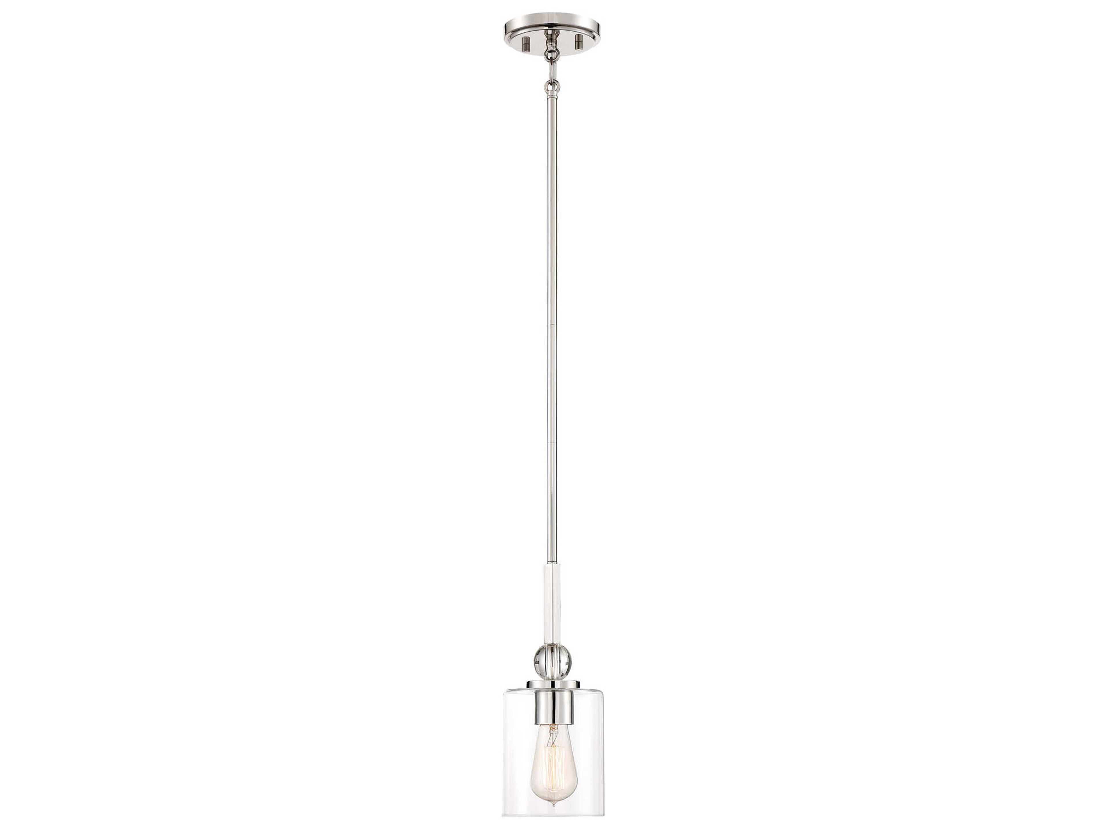 Studio 1-Light Polished Nickel Glass Cylinder Mini Pendant