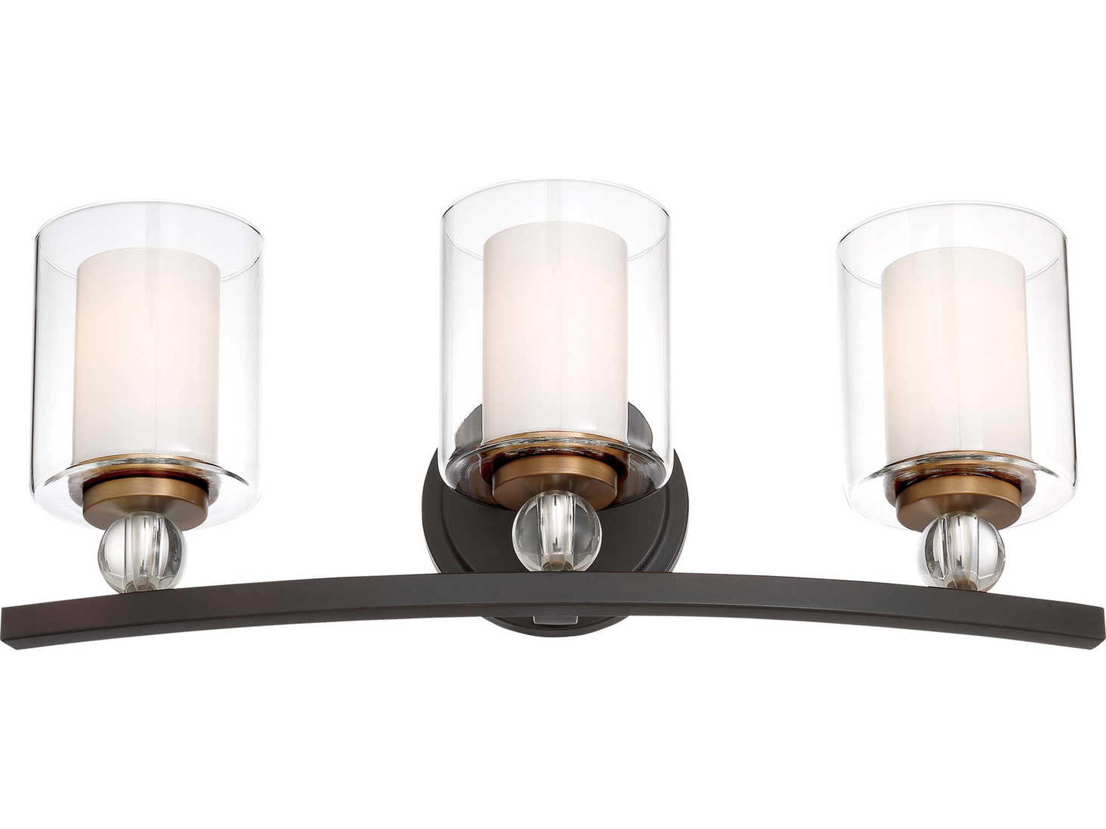 Studio 5 3-Light Painted Bronze With Natural Brush Glass Vanity Light