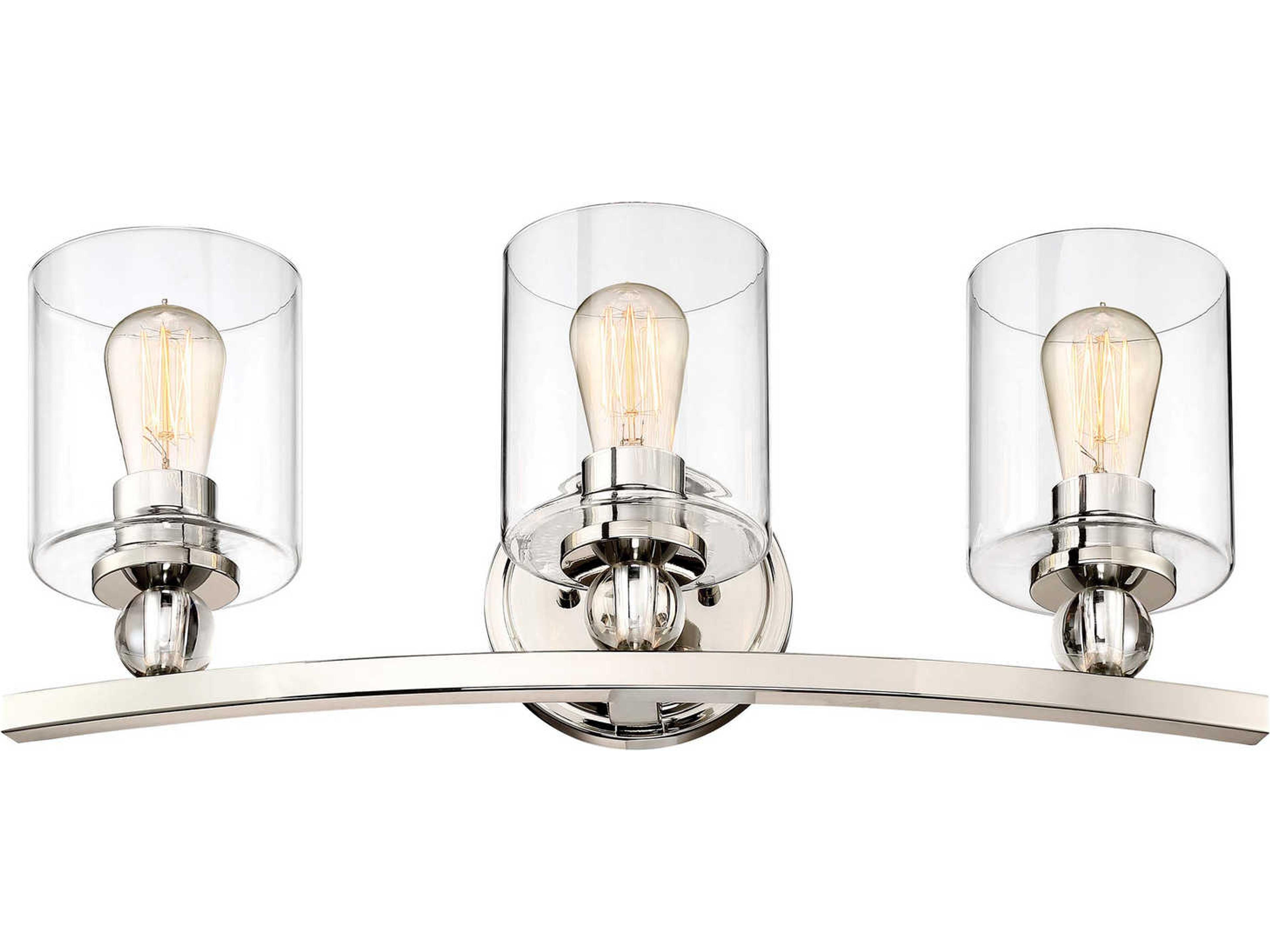 Studio 5 3-Light Polished Nickel Glass Vanity Light