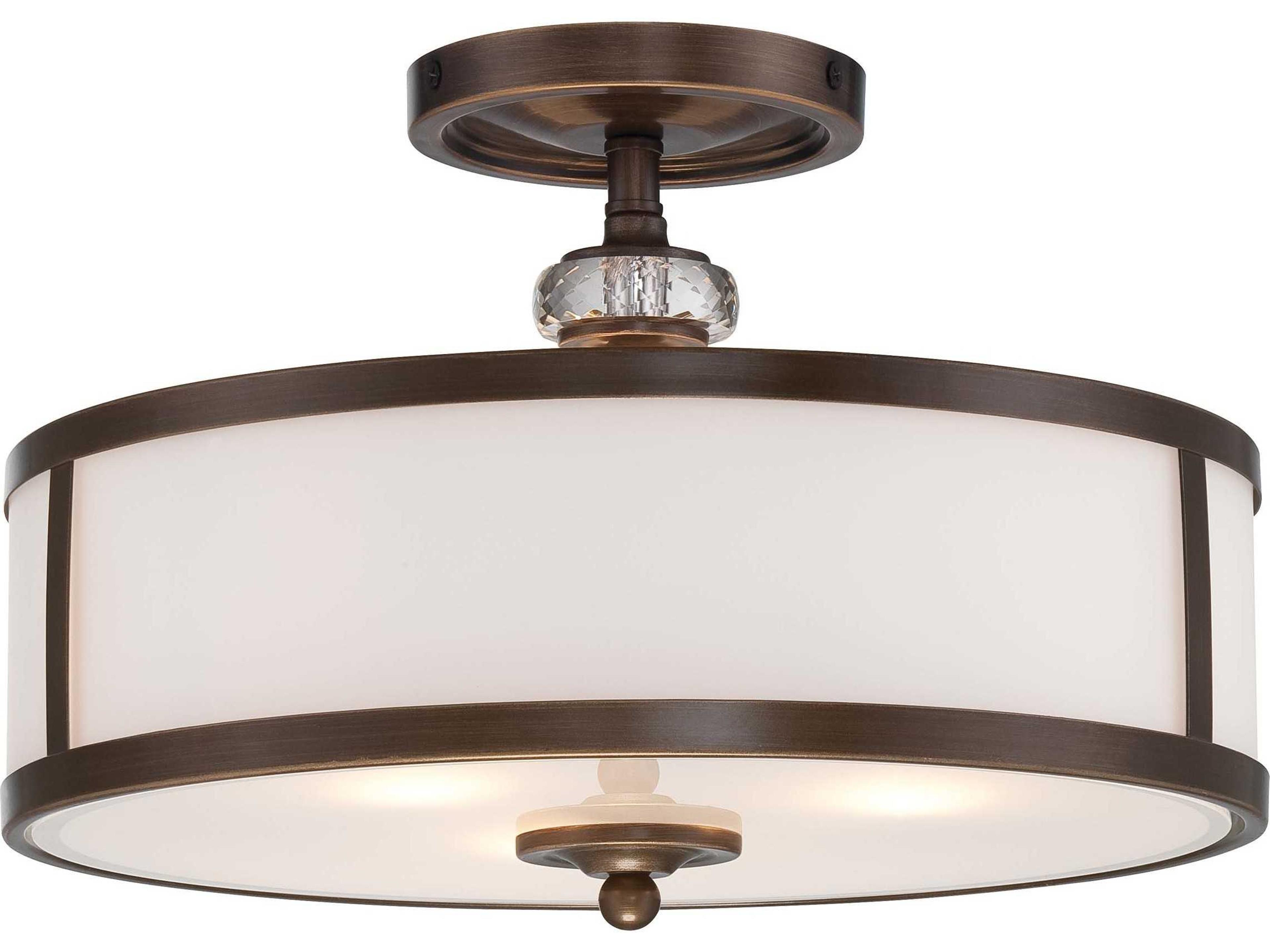 Thorndale Dark Noble Bronze Glass Dome Drum Semi Flush Mount