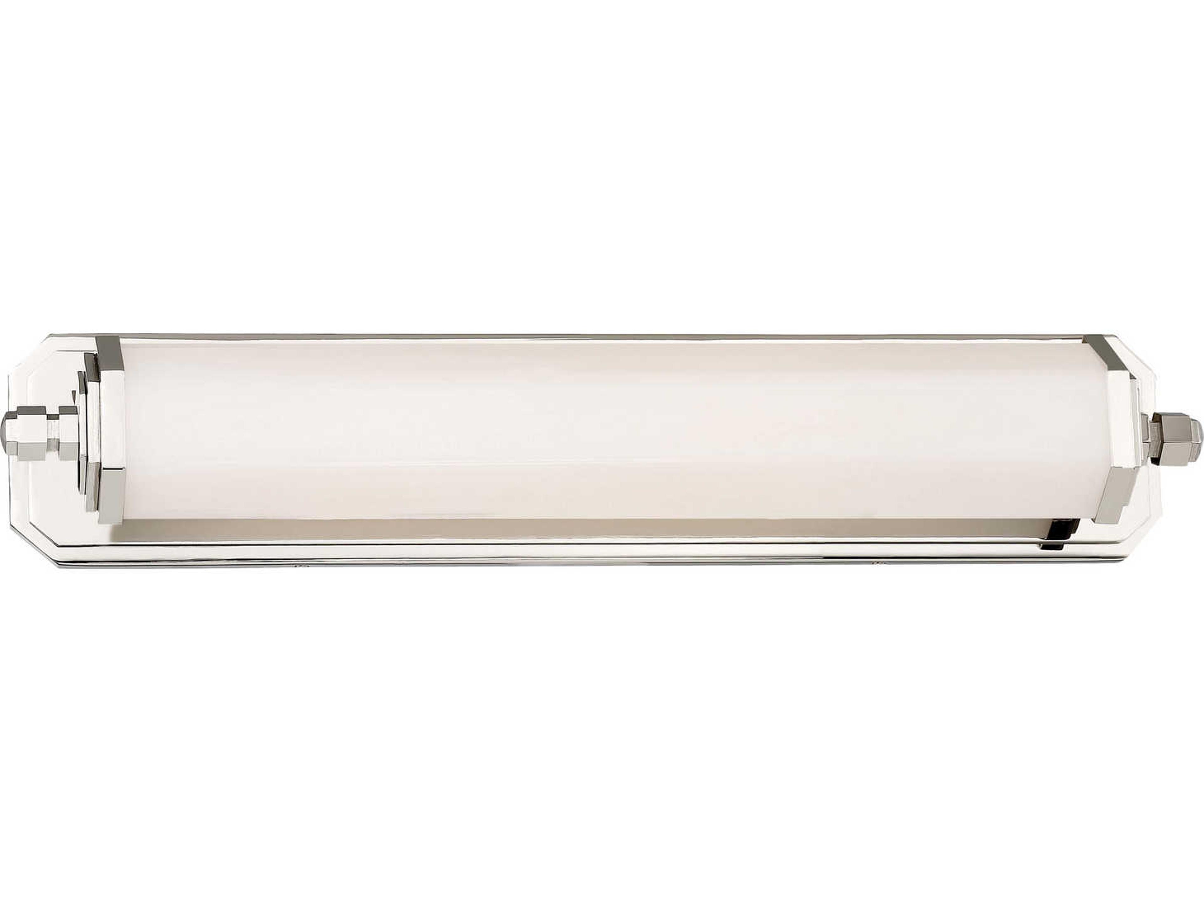 1-Light Polished Nickel Glass LED Vanity Light