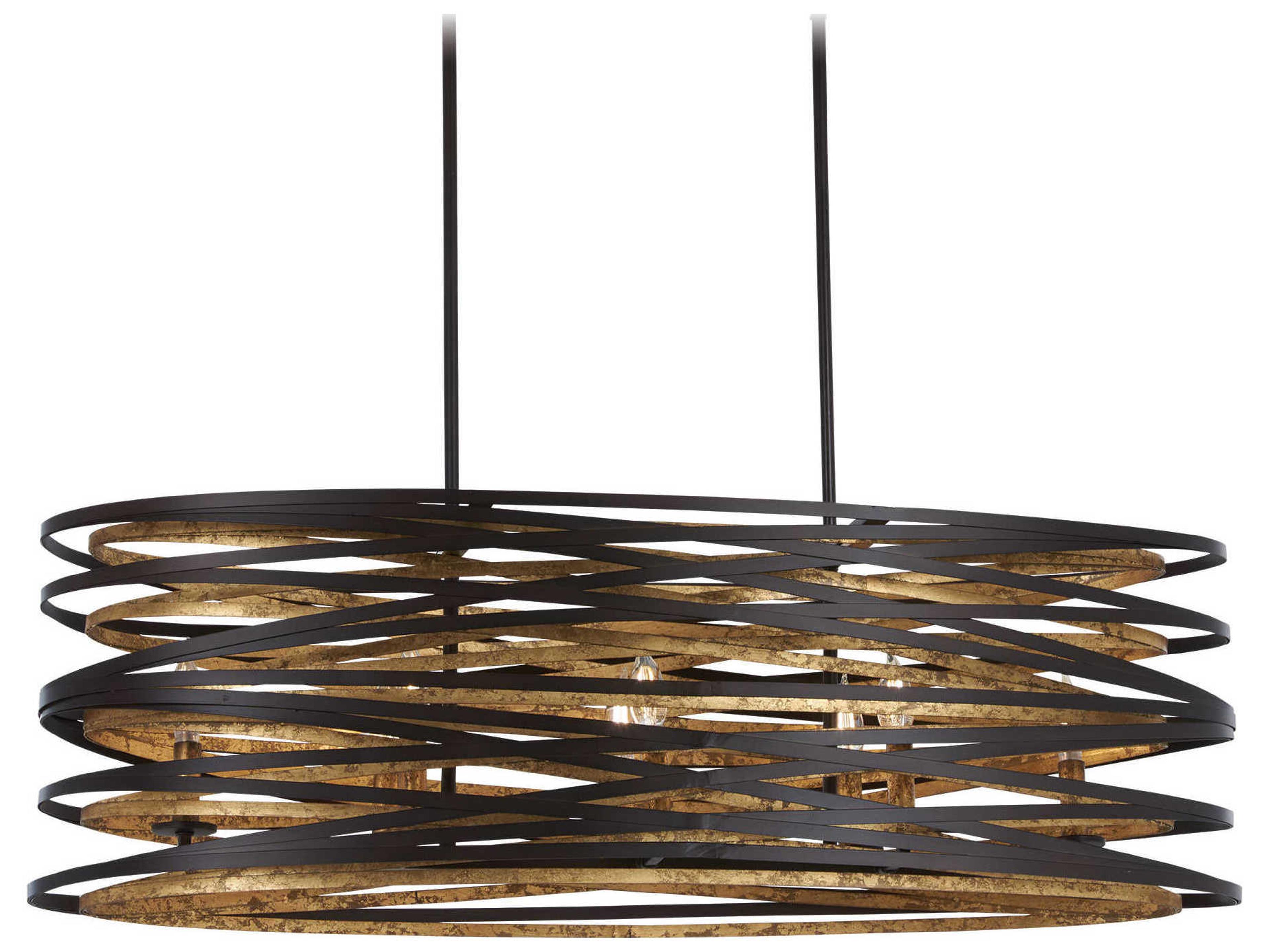 Vortic Flow Linear Chandelier Modern Bronze and Gold