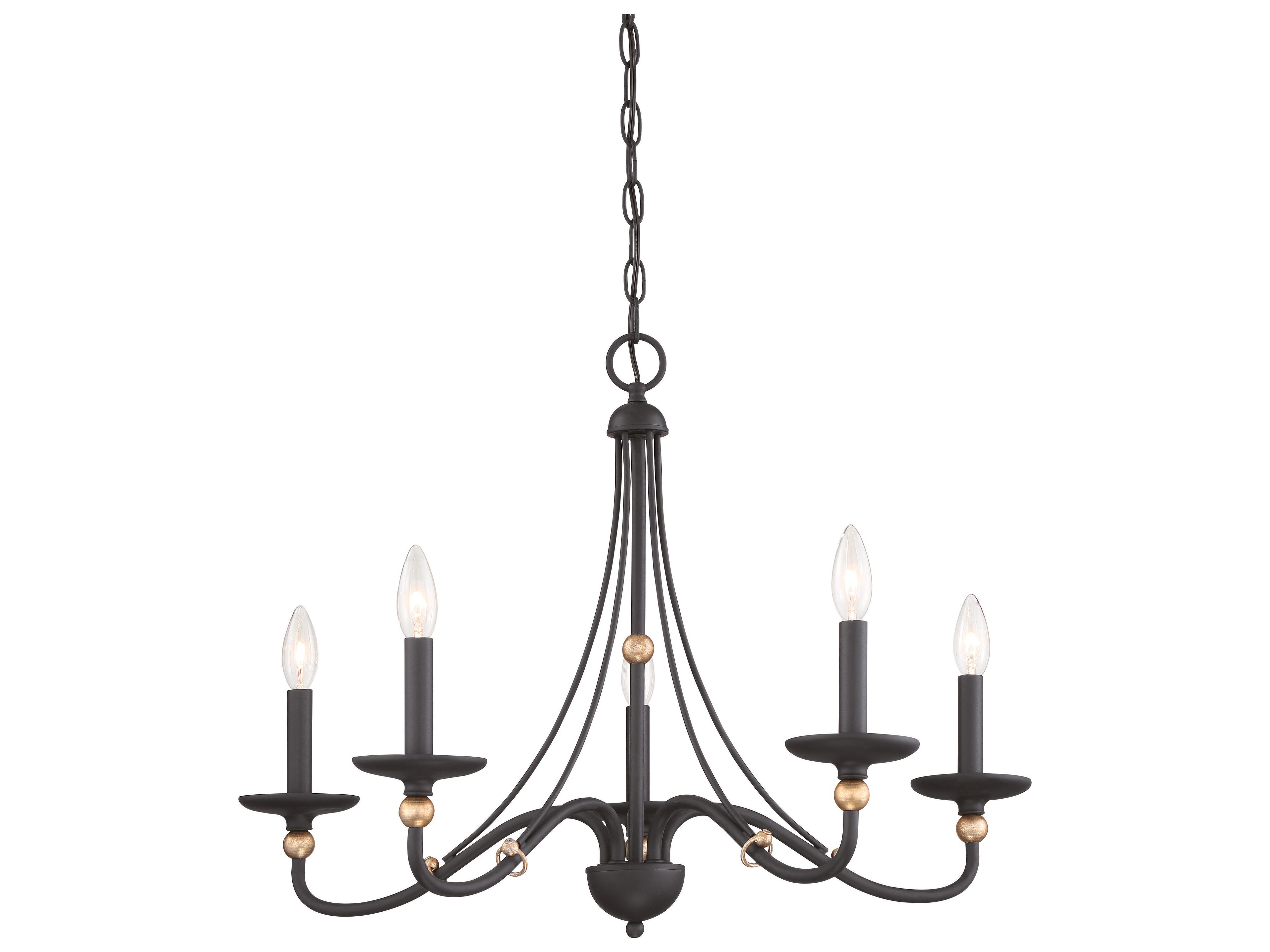 Westchester County 5-Light Sand Coal Skyline Gold Leaf Black Candelabra Chandelier