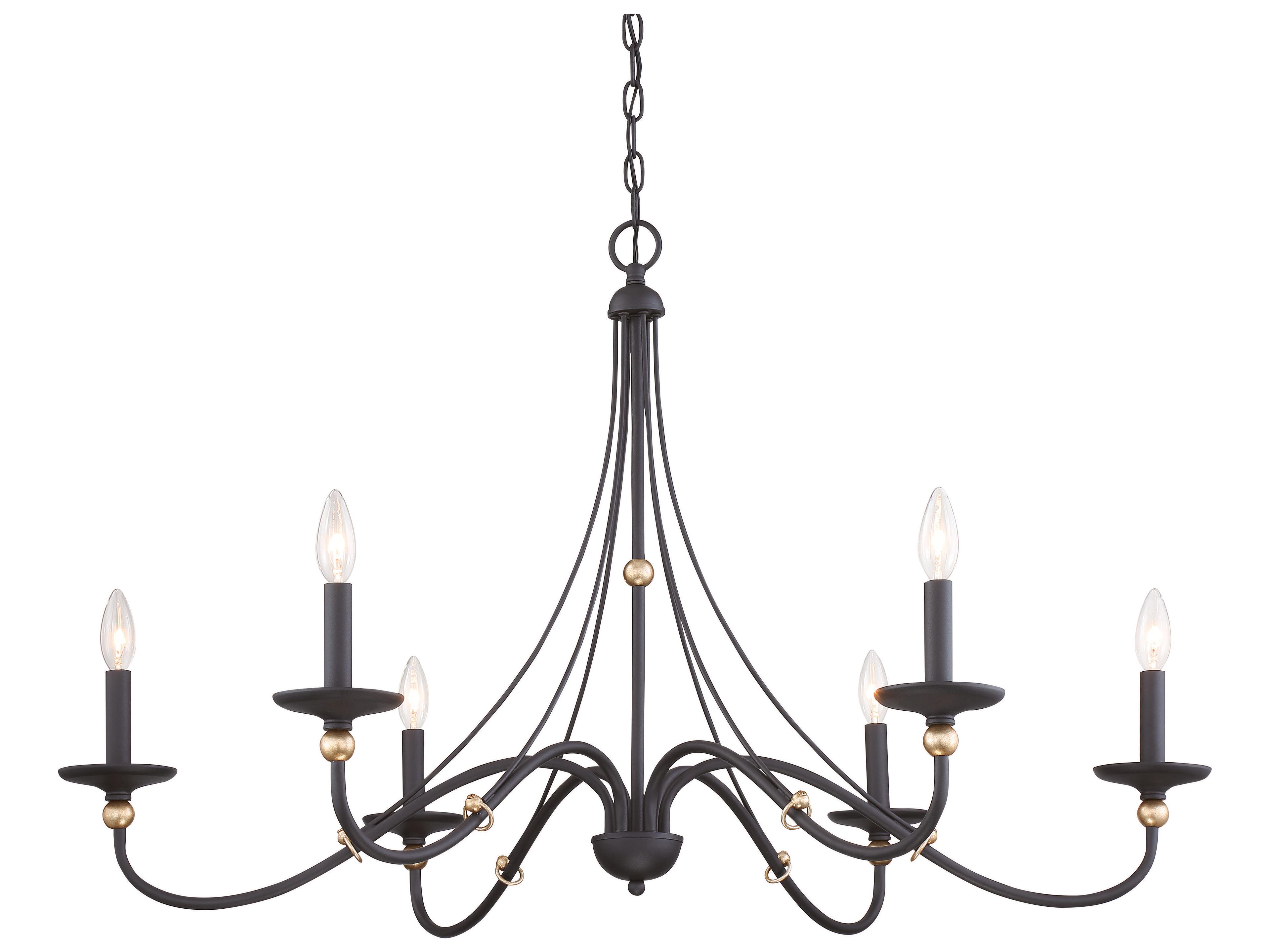 Westchester County 6-Light Sand Coal Skyline Gold Leaf Black Candelabra Chandelier