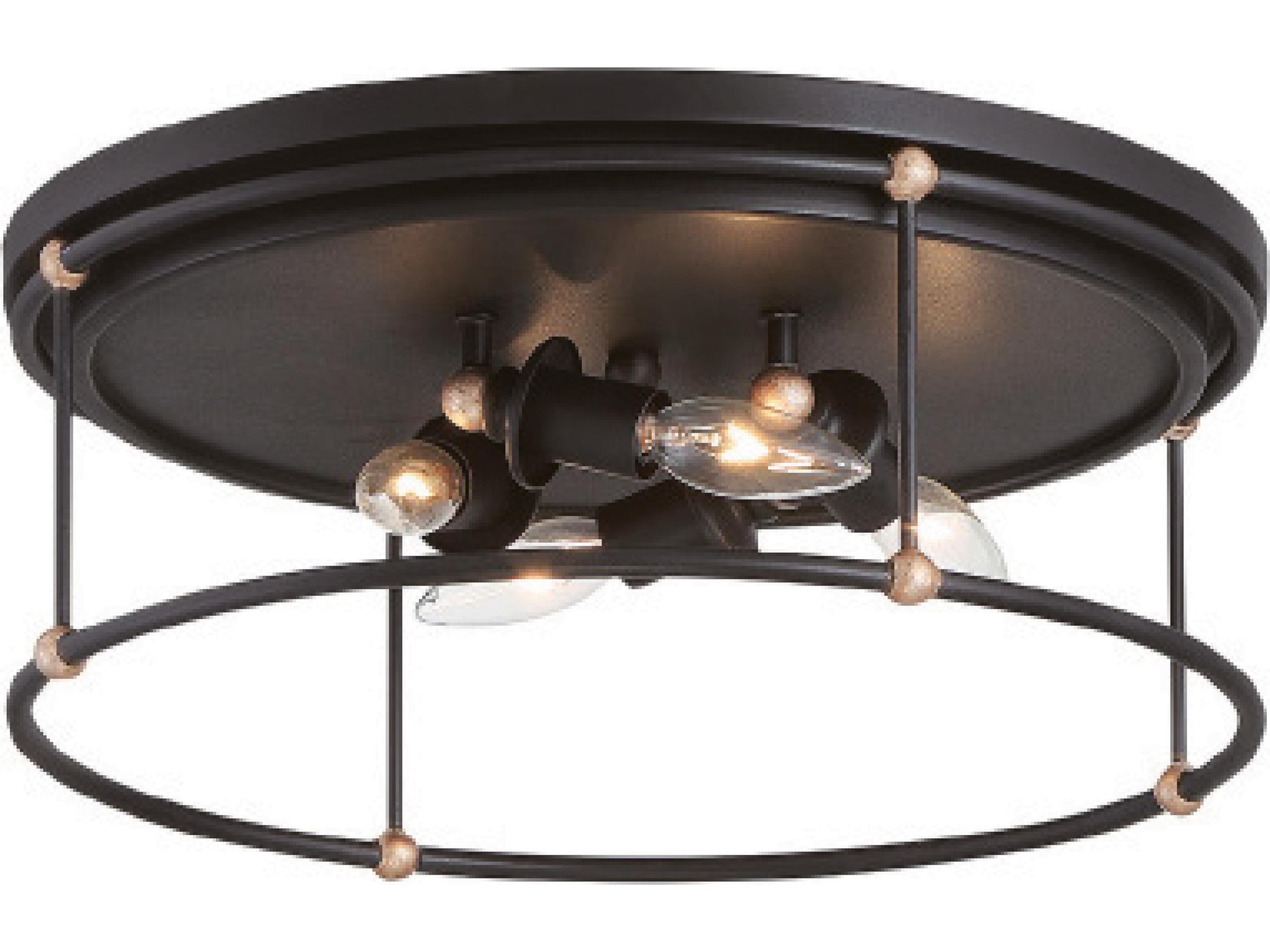 Westchester County 4-Light Sand Coal Skyline Gold Leaf Black Flush Mount