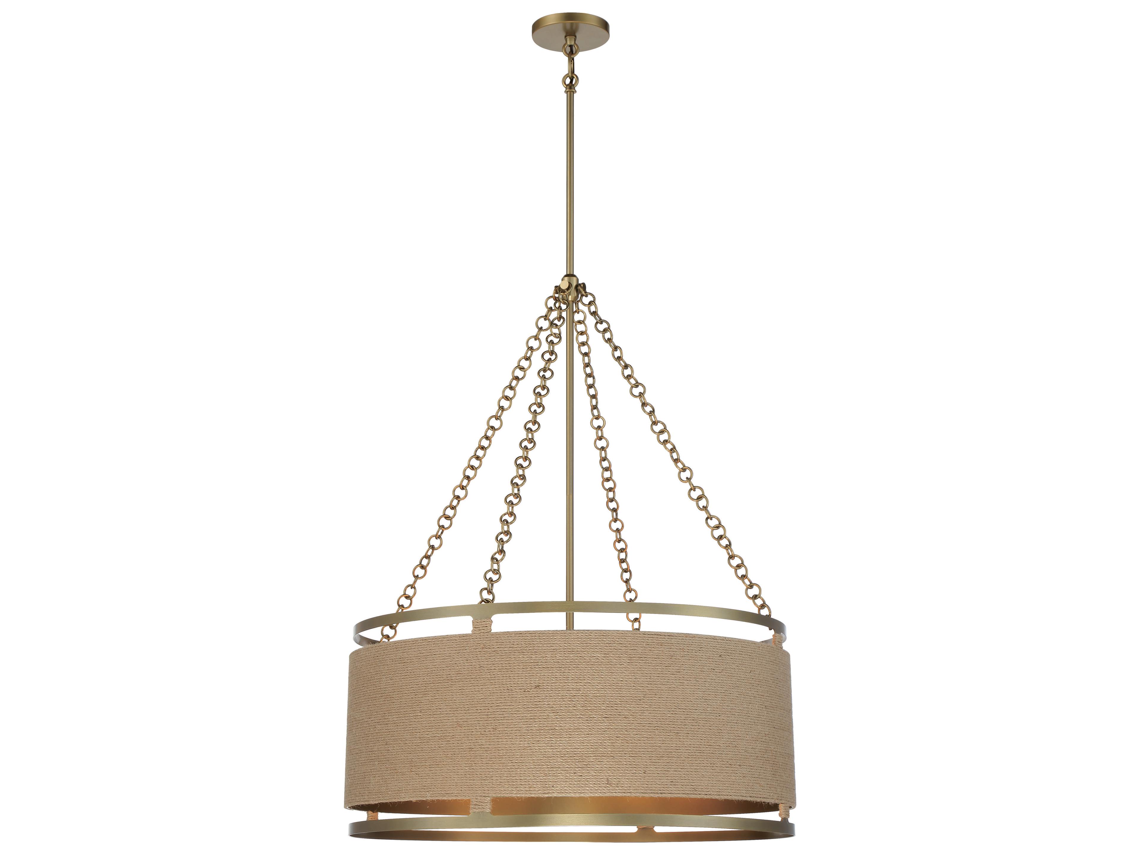 Windward Passage 6-Light Soft Brass Drum Pendant