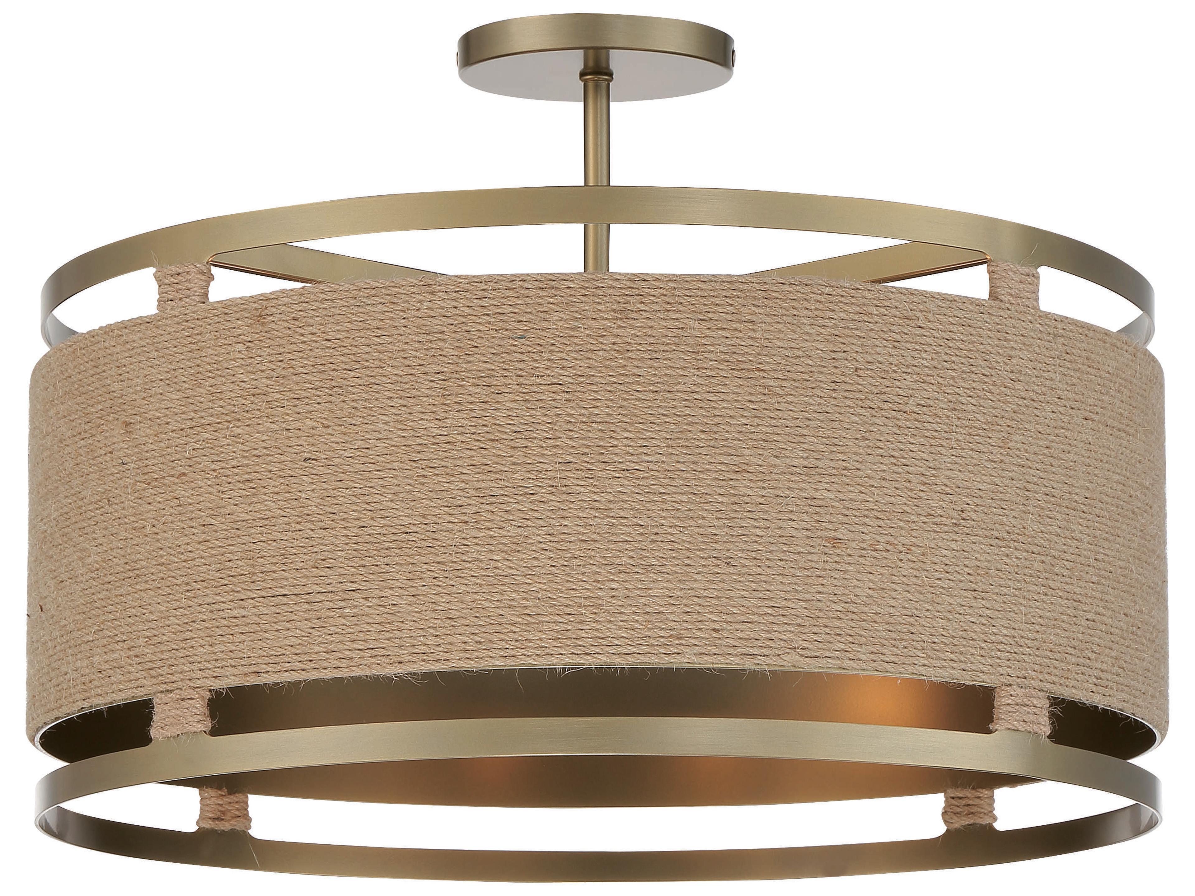 Windward Passage 4 Light Semi-Flush Ceiling Light in Soft Brass