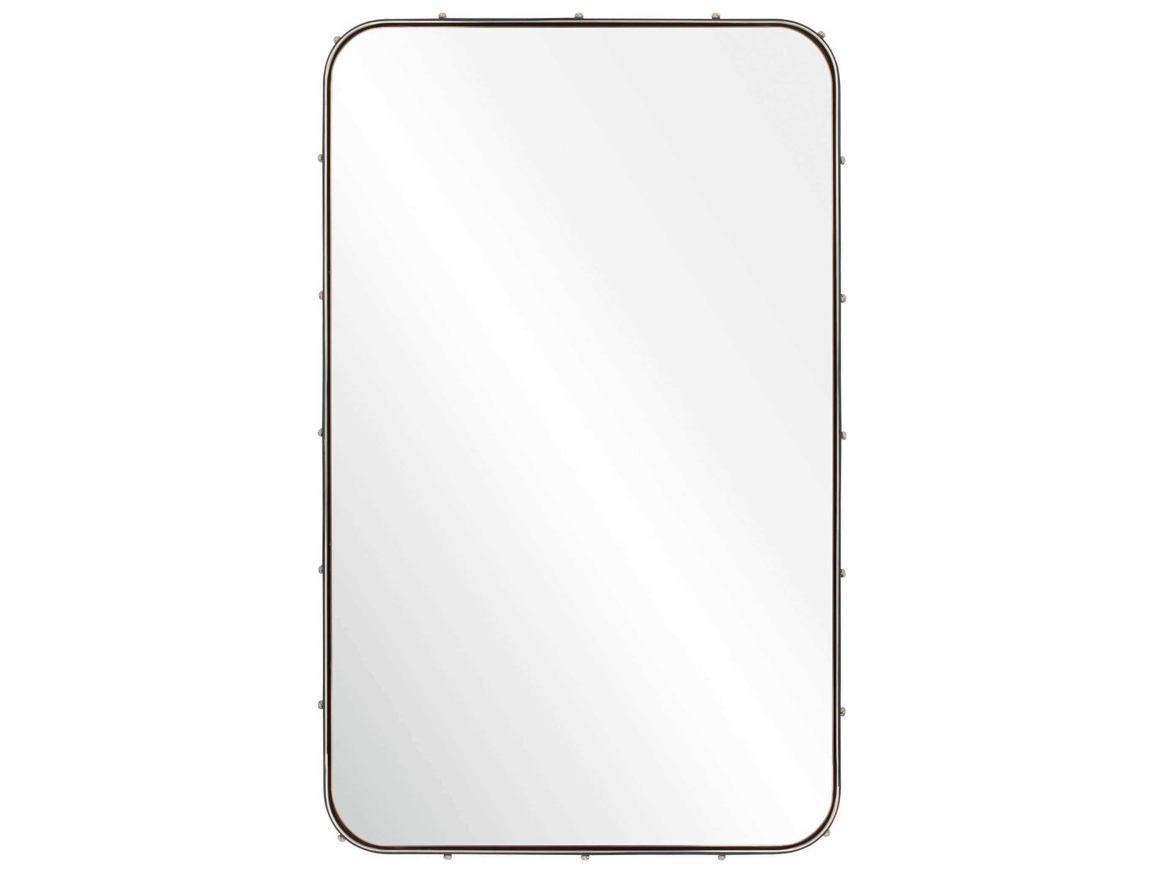 Michael S. Smith Navy Polished Stainless Steel Rectangular Wall Mirror