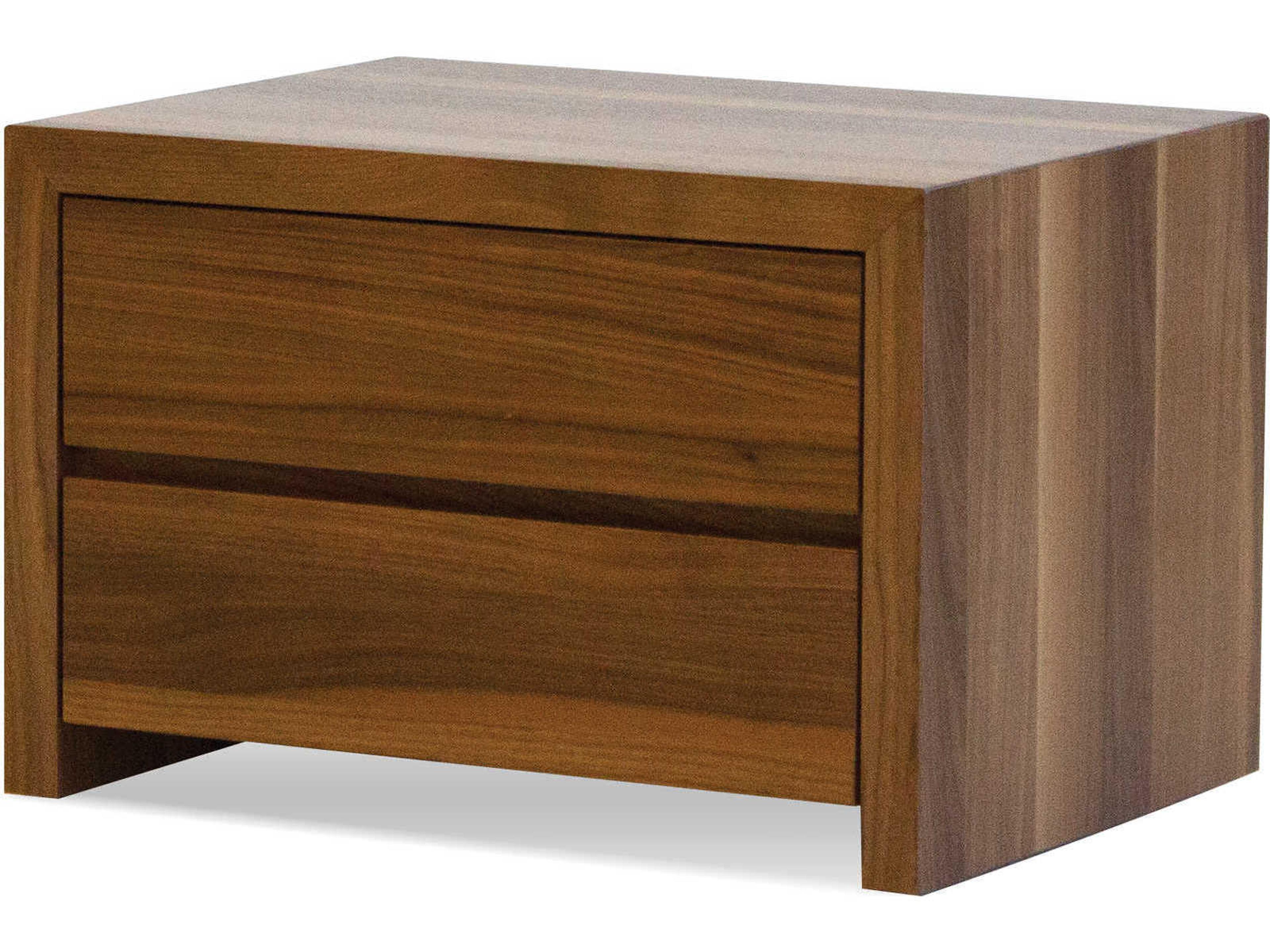 Blanche 2-Drawers Brown Walnut Wood Nightstand