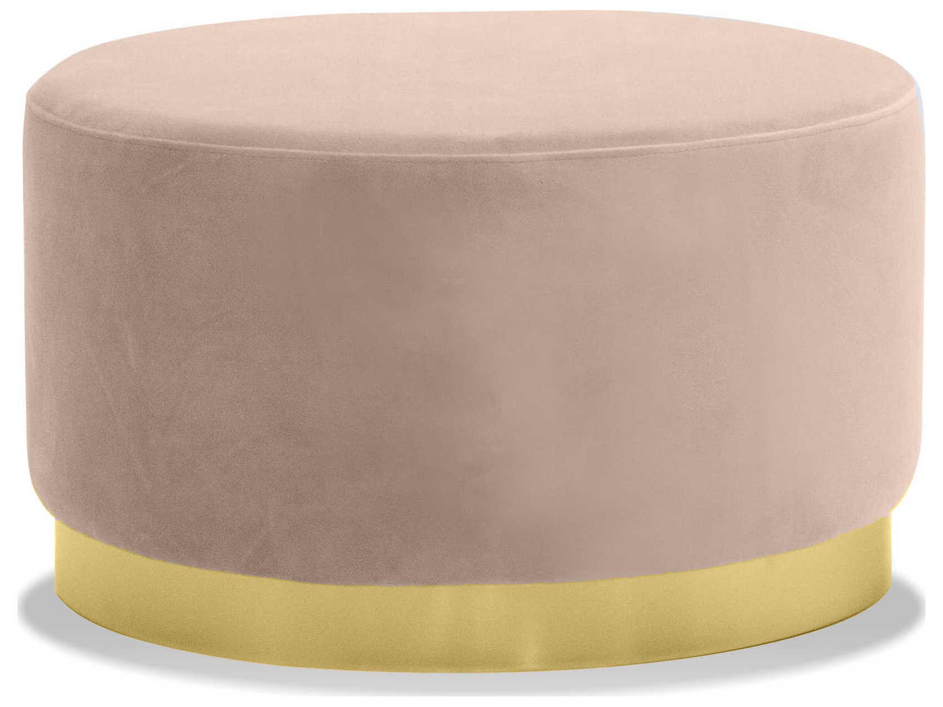Pillbox Blush Gold Pink Upholstered Ottoman