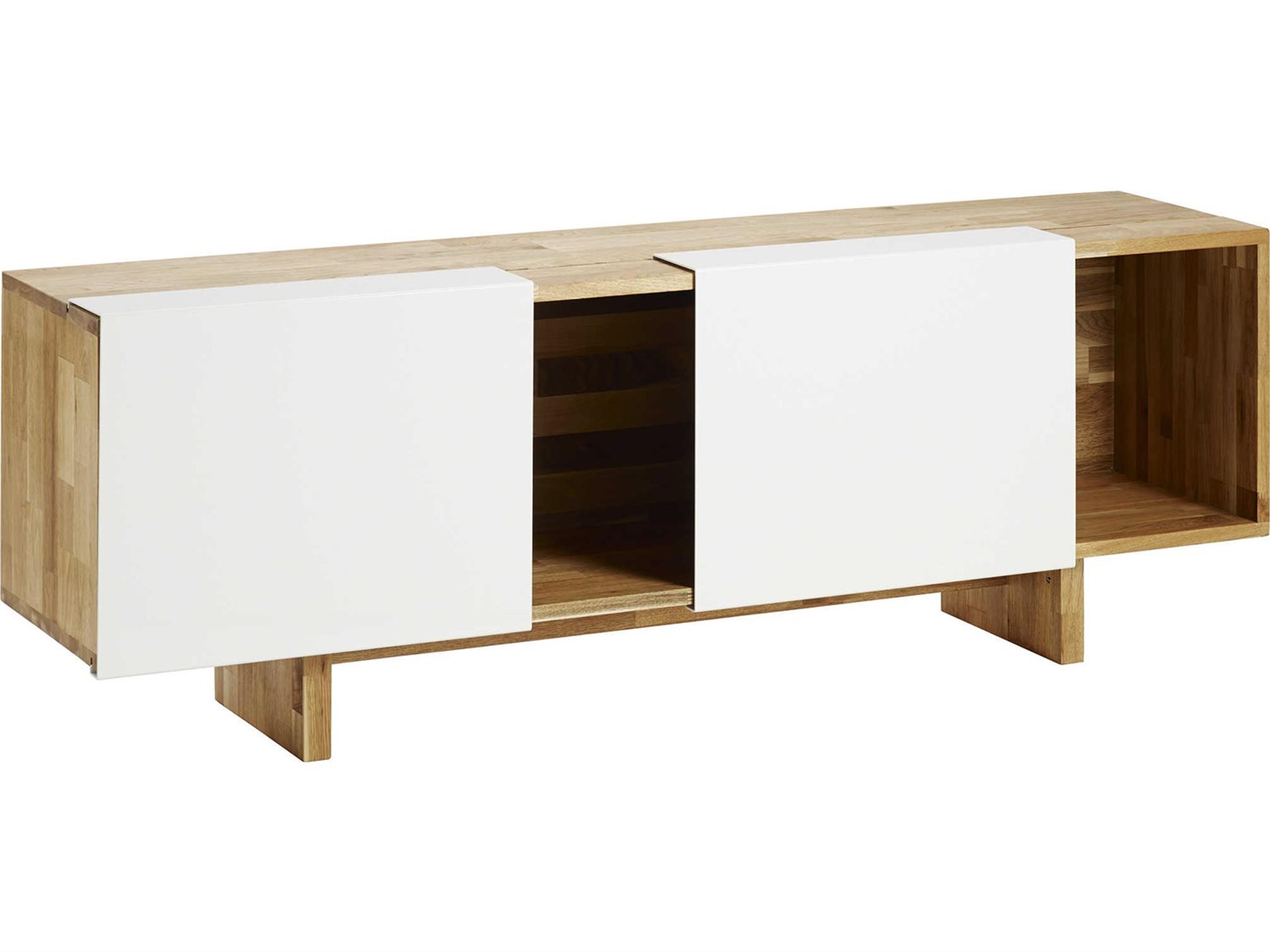 Mash Studios Rectangular Wood Natural Linseed Oil White Powder Coat Console Table