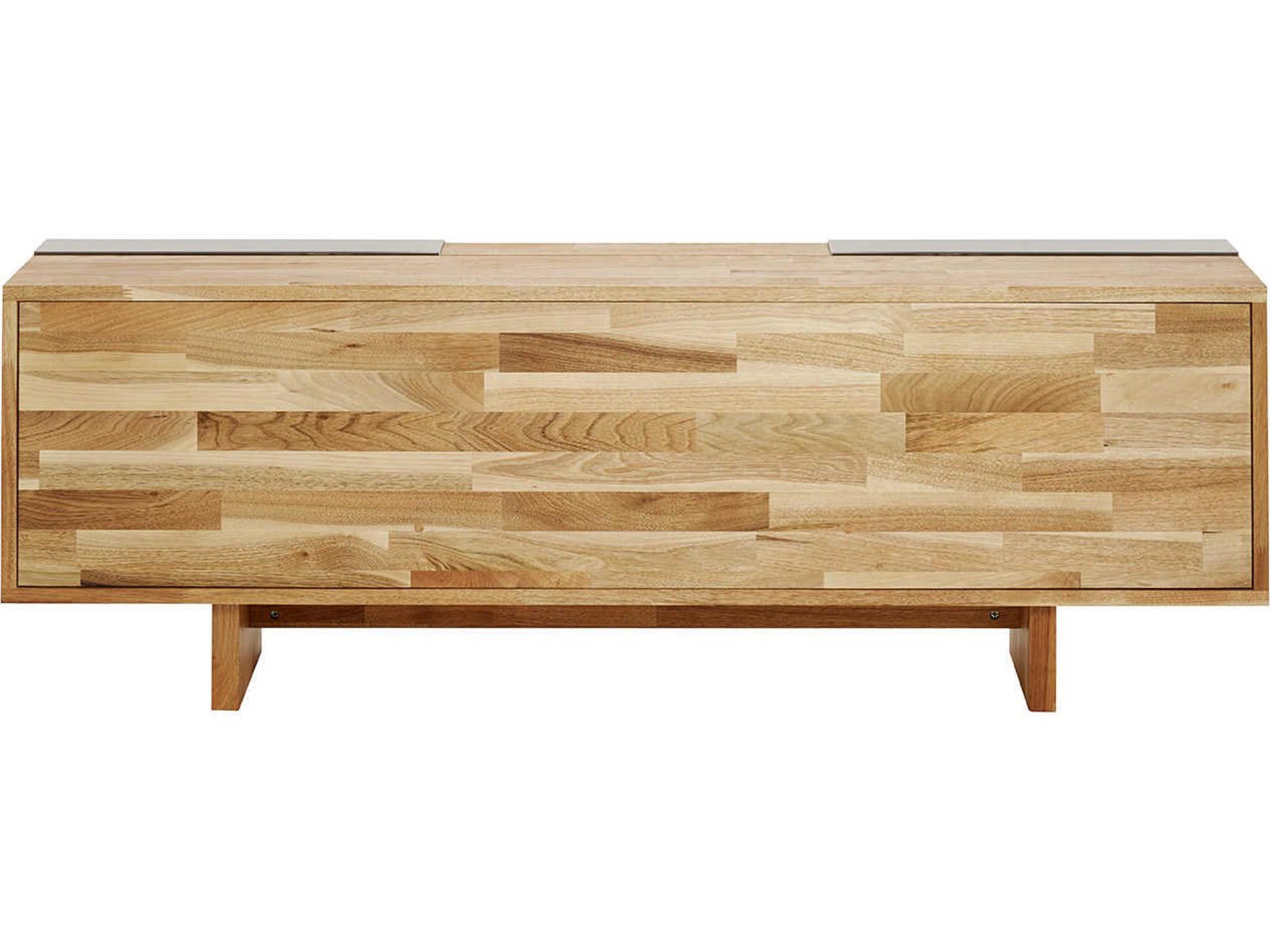 Mash Studios Rectangular Wood Natural Linseed Oil White Powder Coat Console Table