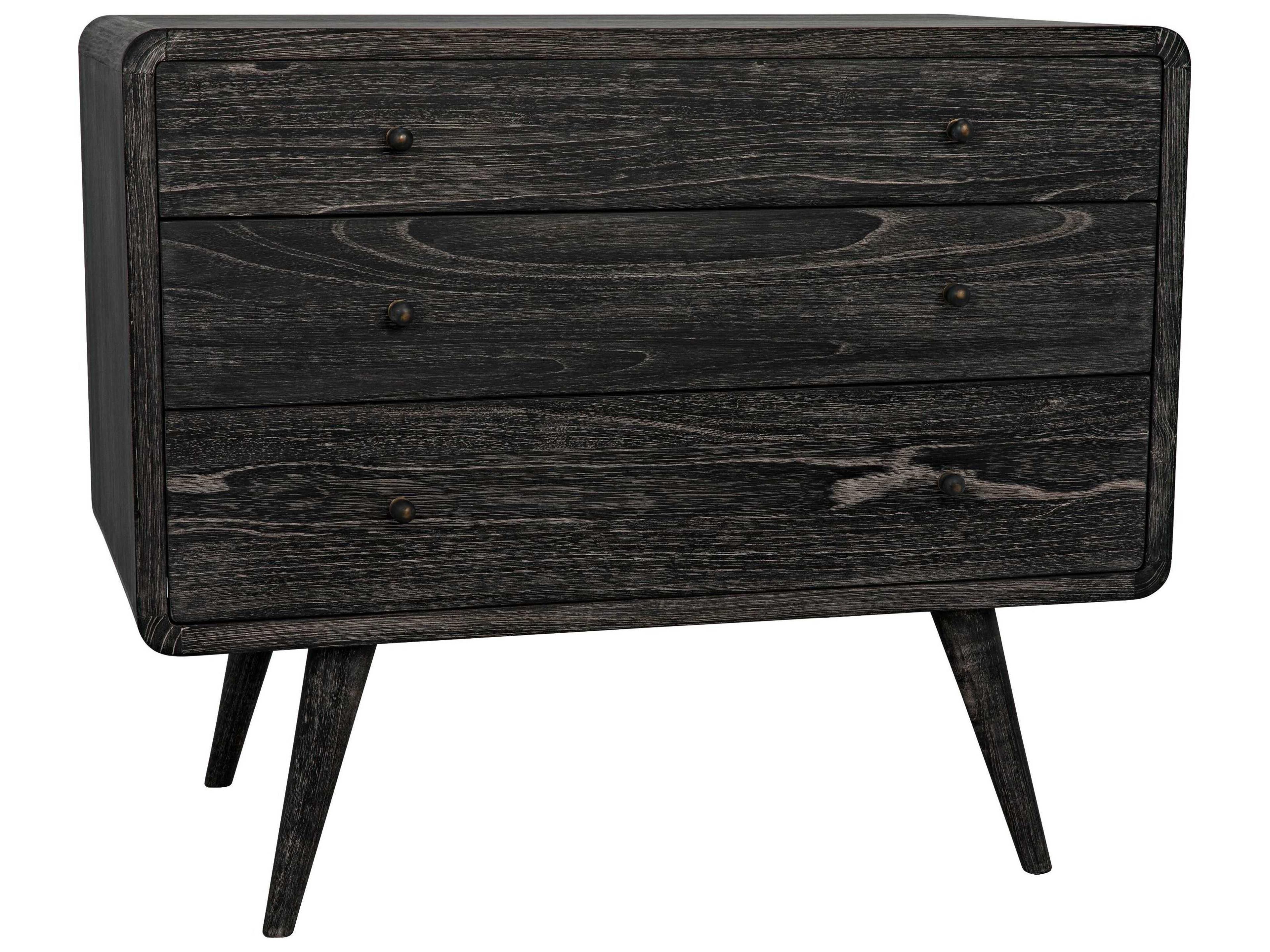 Bart 3-Drawer Accent Chest in Cinder Black Mindi Wood