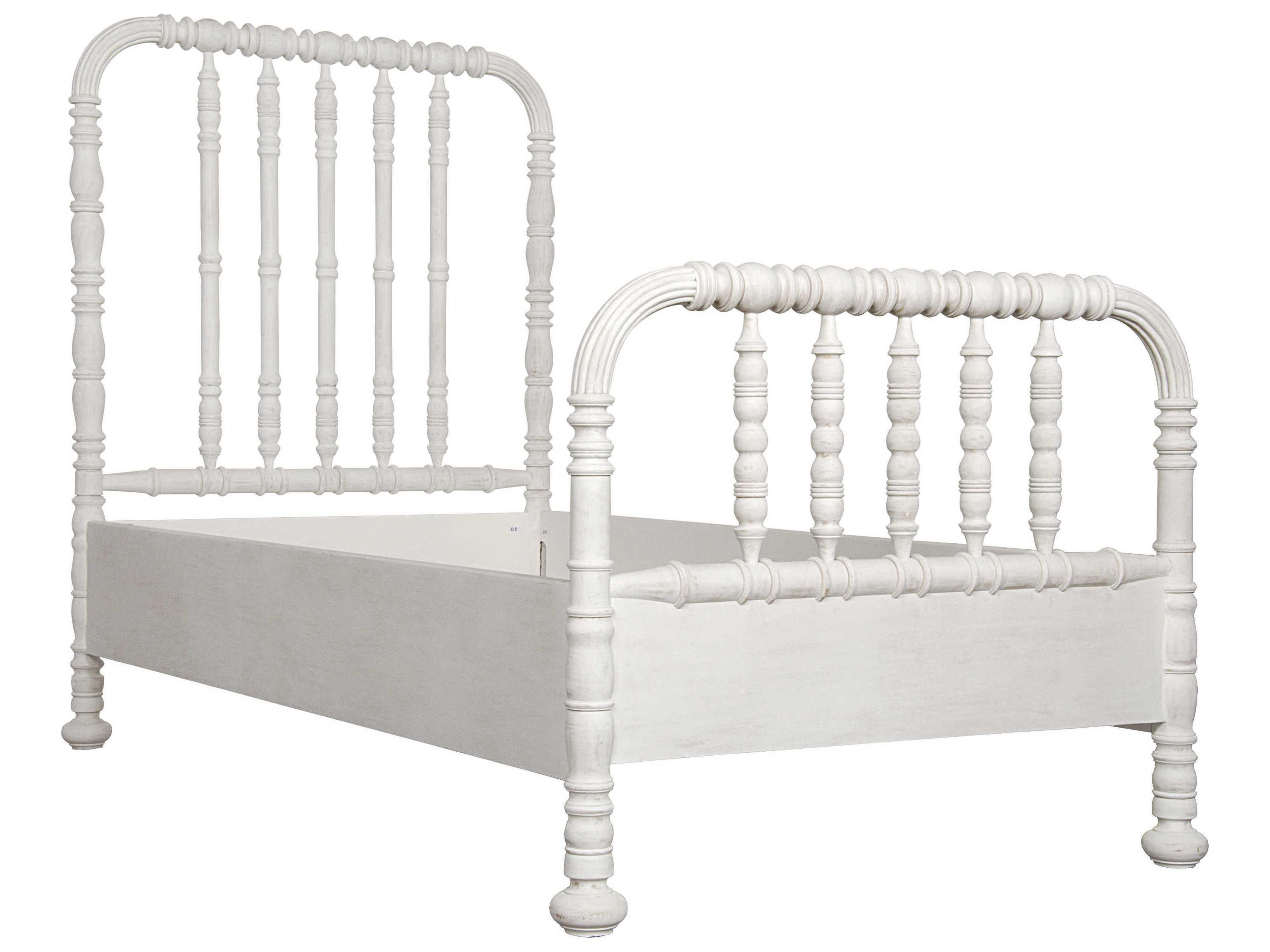 Bachelor White Wash Mahogany Wood Queen Panel Bed