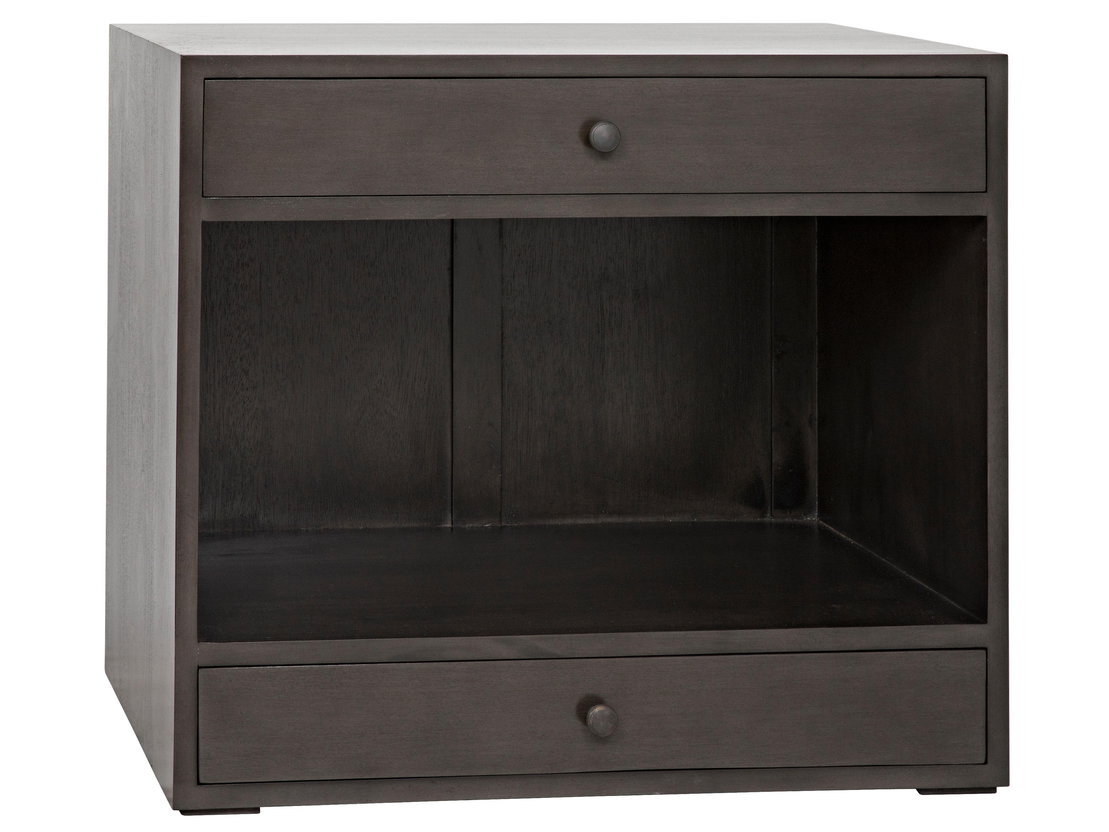 Bedroom Storage 2-Drawers Brown Mahogany Wood Nightstand
