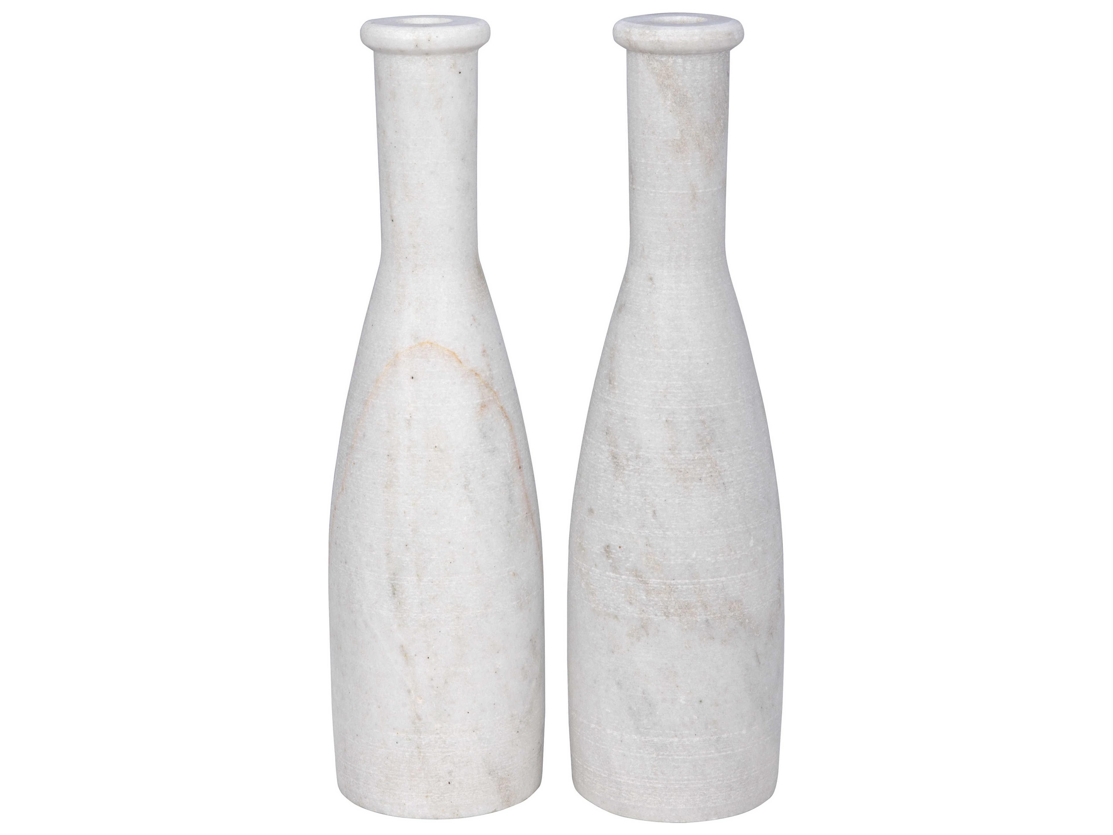 Moris Decorative Candle Holder Set of 2 White Marble